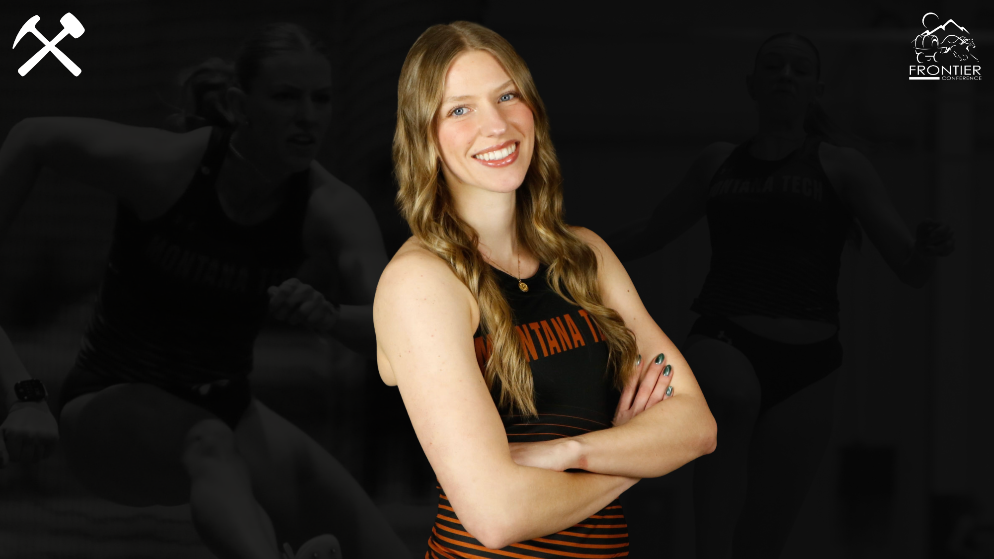 Abby Clark posing in her Montana Tech track & field jersey