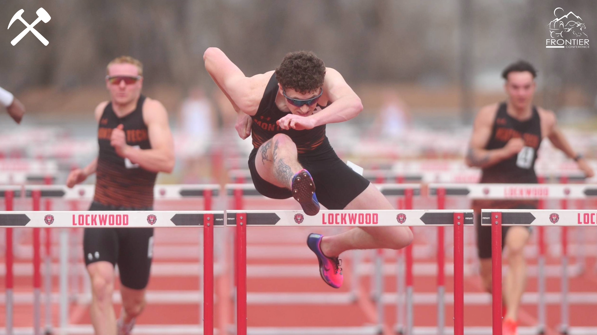 Morgan McClernan runs the 110m hurdles