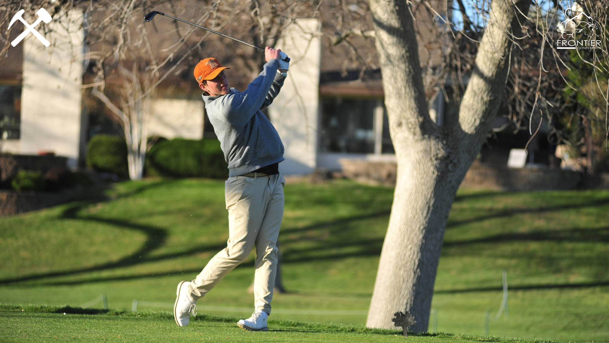 Tyler Avery hits a golf shot during a Montana Tech tournament