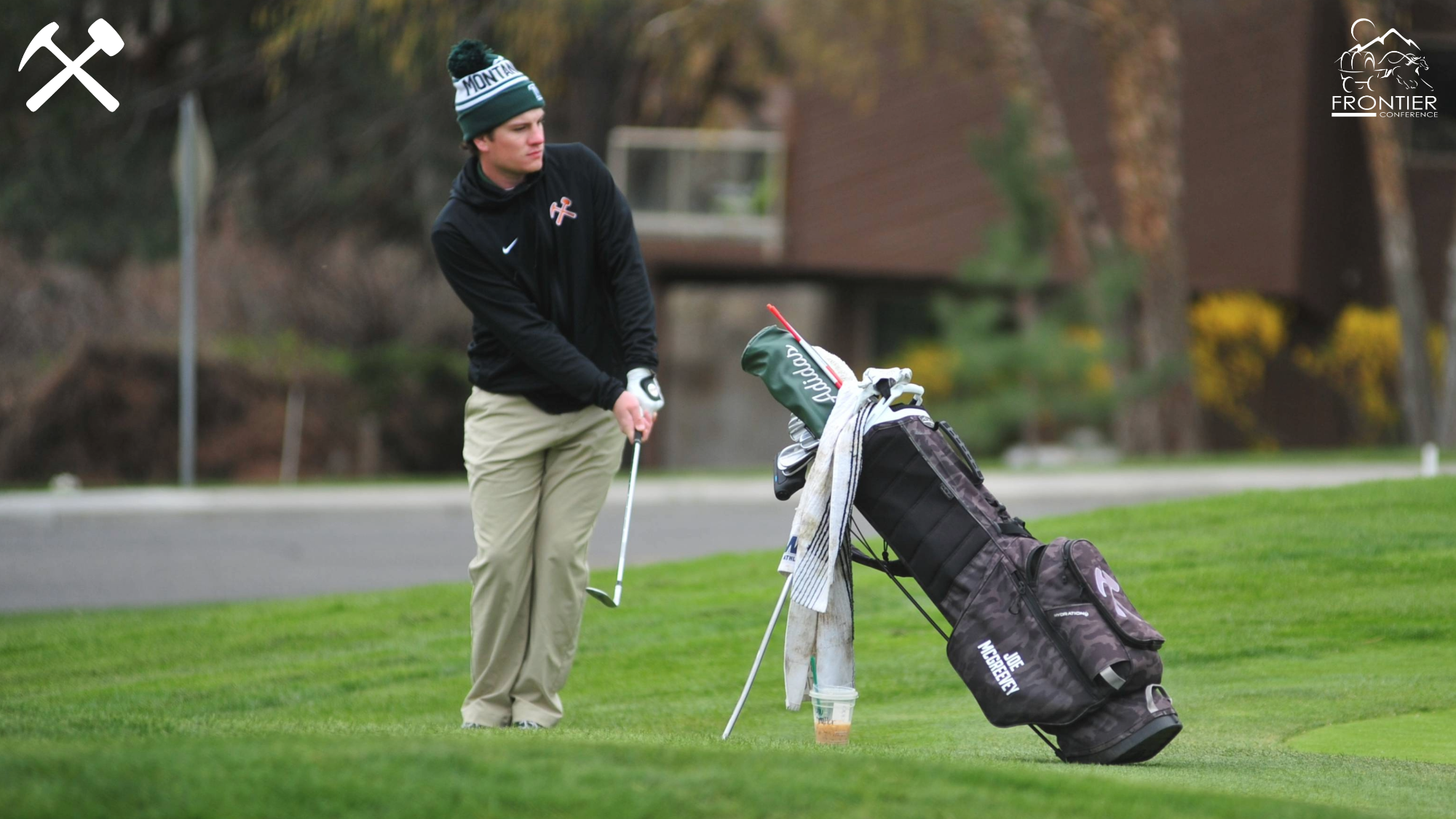 Joe McGreevey chips during a golf round