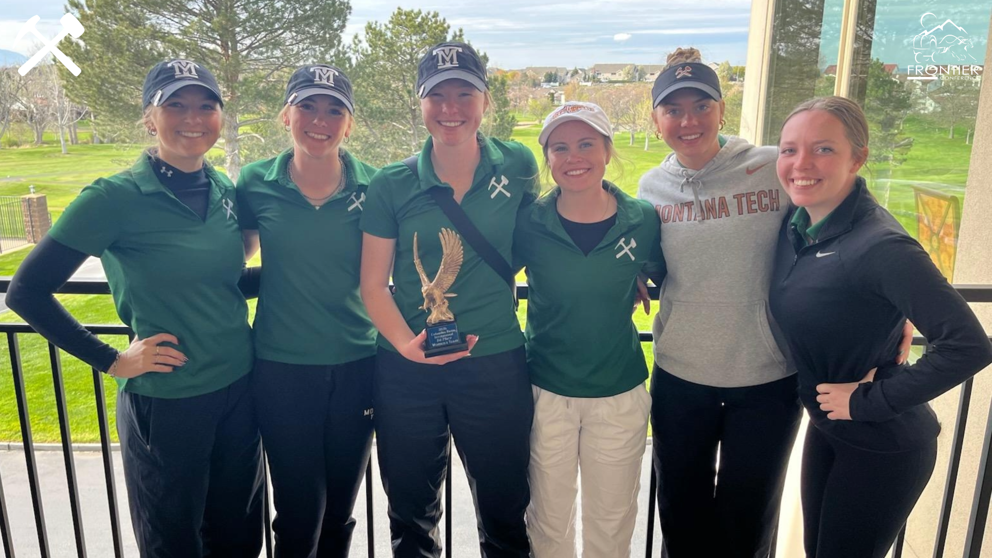 Montana Tech's women's golf team poses with the Columbia Basin Invitational trophy