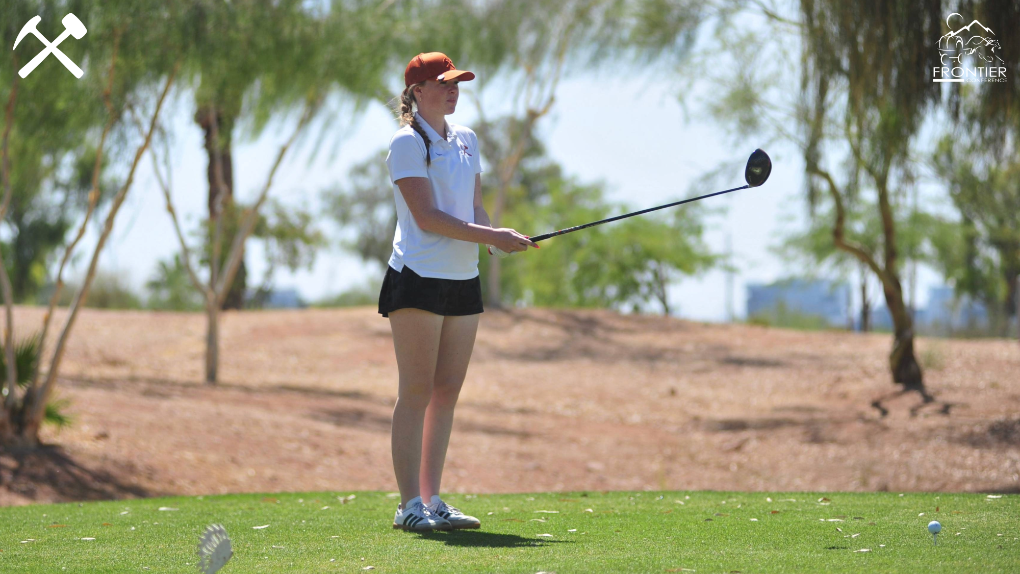 Emma Woods prepares to tee off in a Montana Tech women's golf tournament