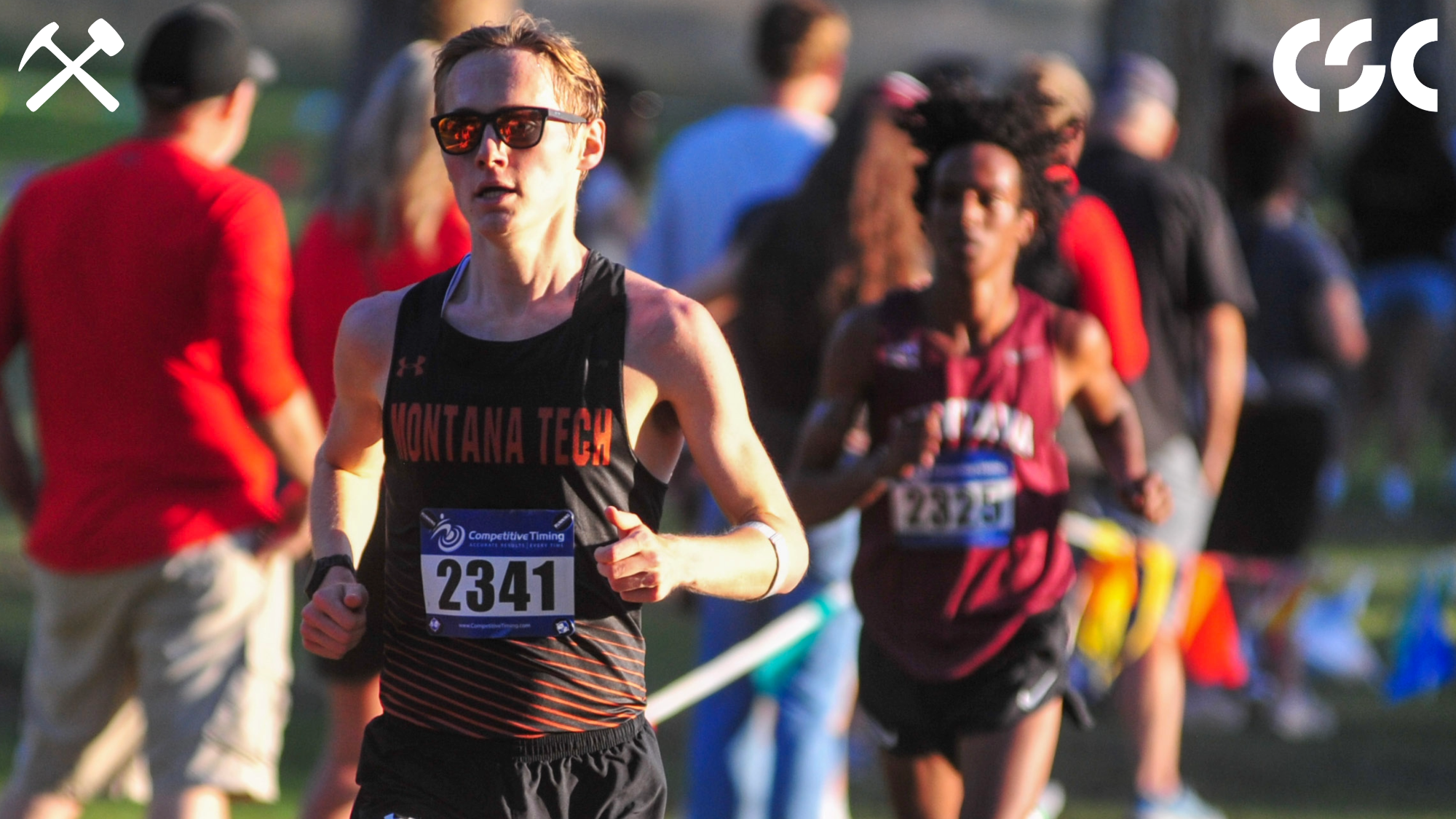 Justin Morgan running in a cross country race