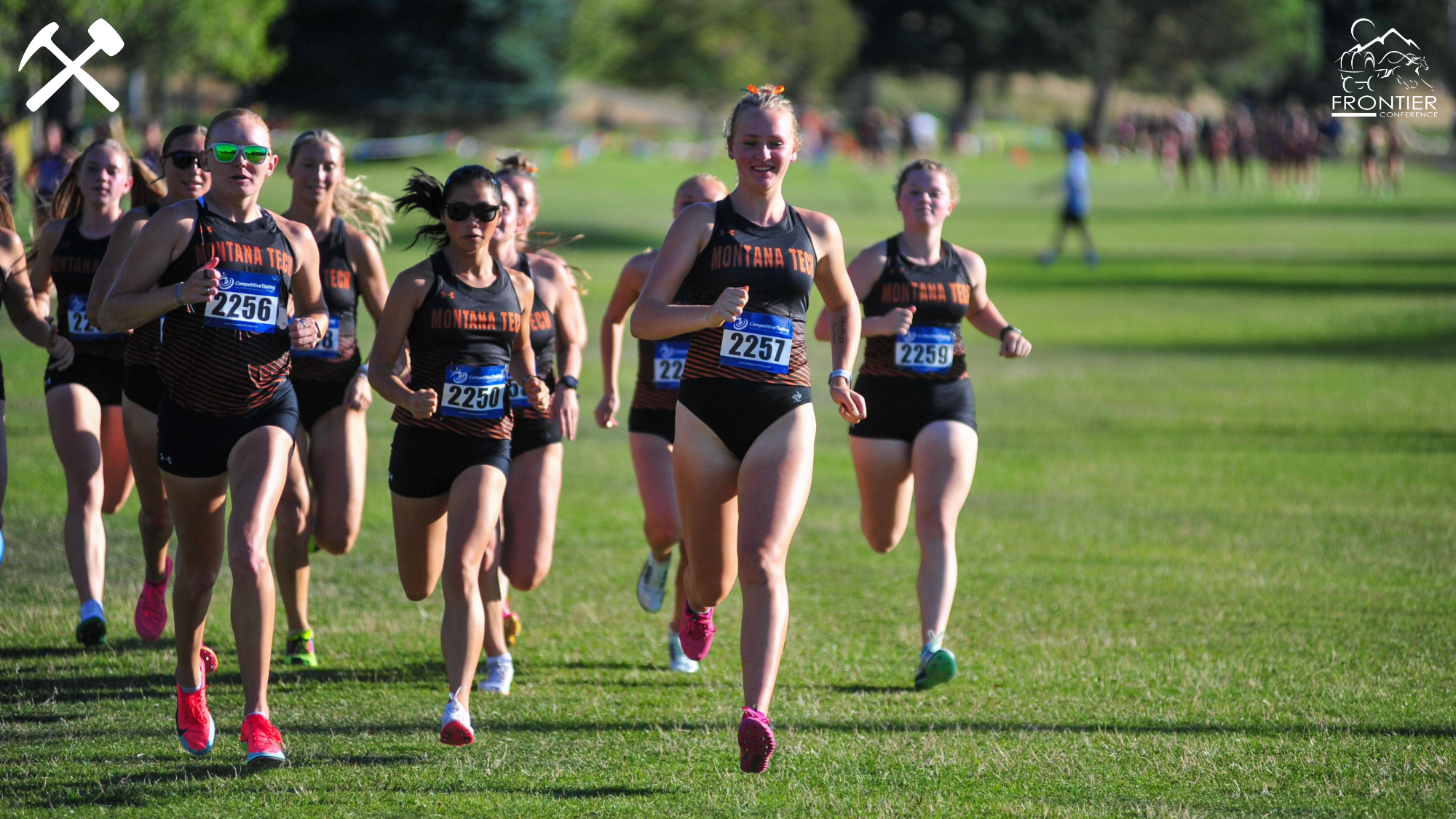 Montana Tech's women's cross country team warms up before a meet.