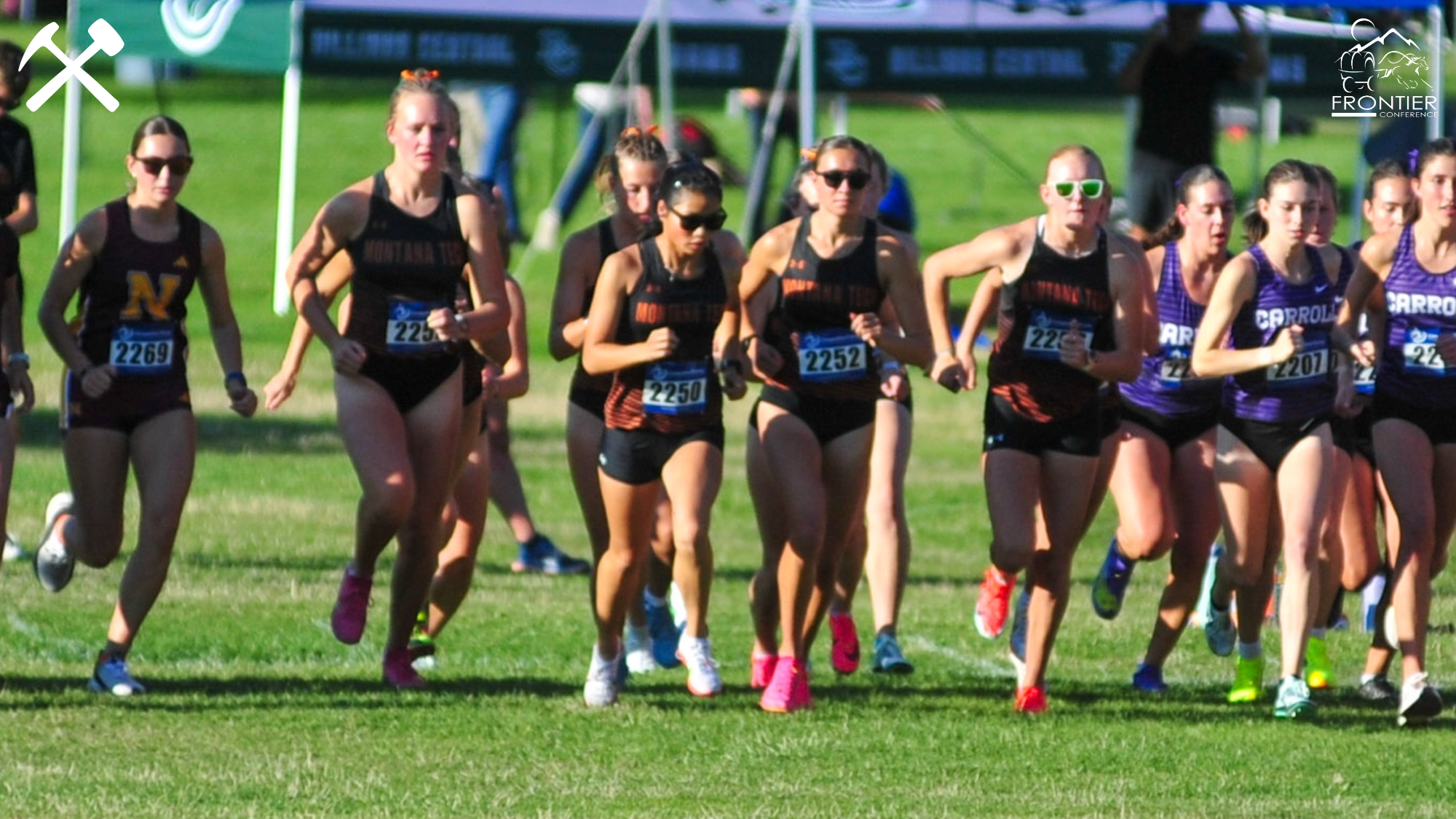 Montana Tech's women's cross country team starts a race in the 2025 season