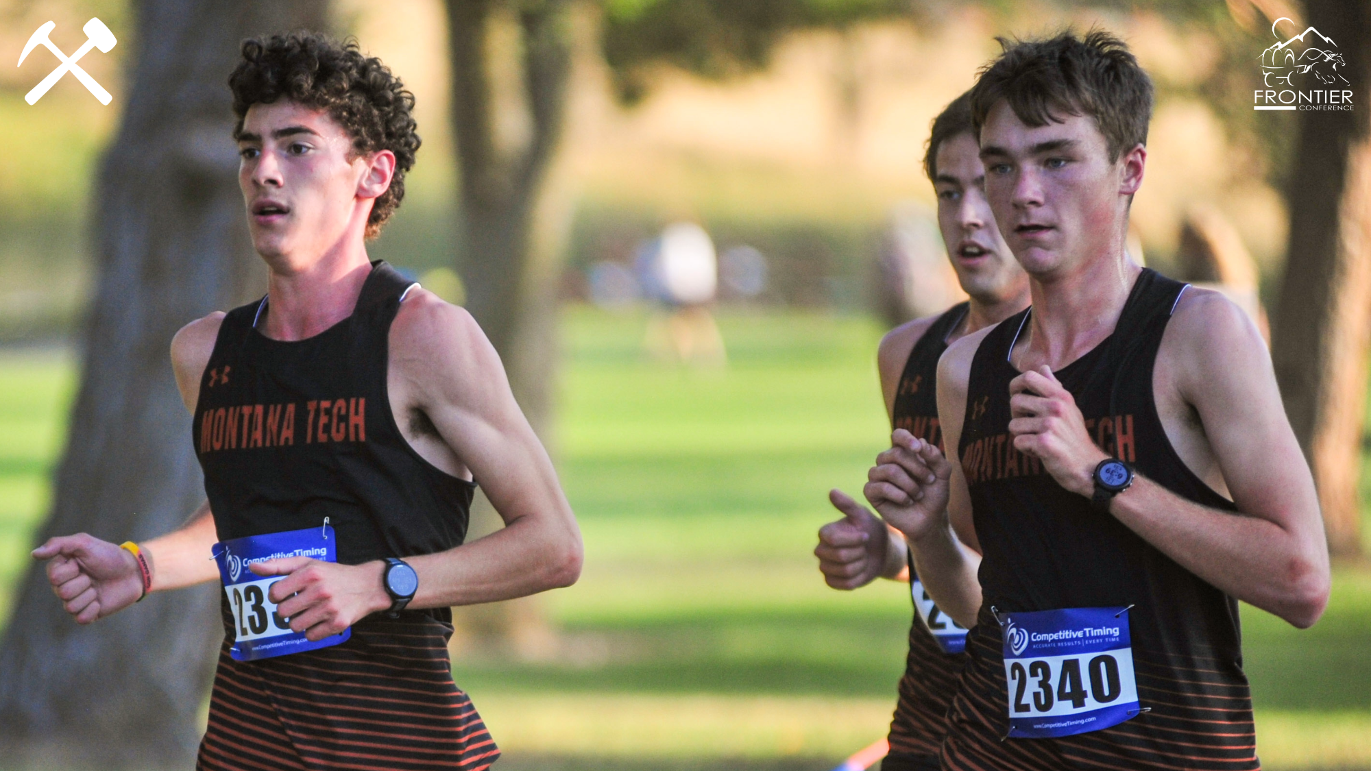 Montana Tech men's cross country runners participate in a race