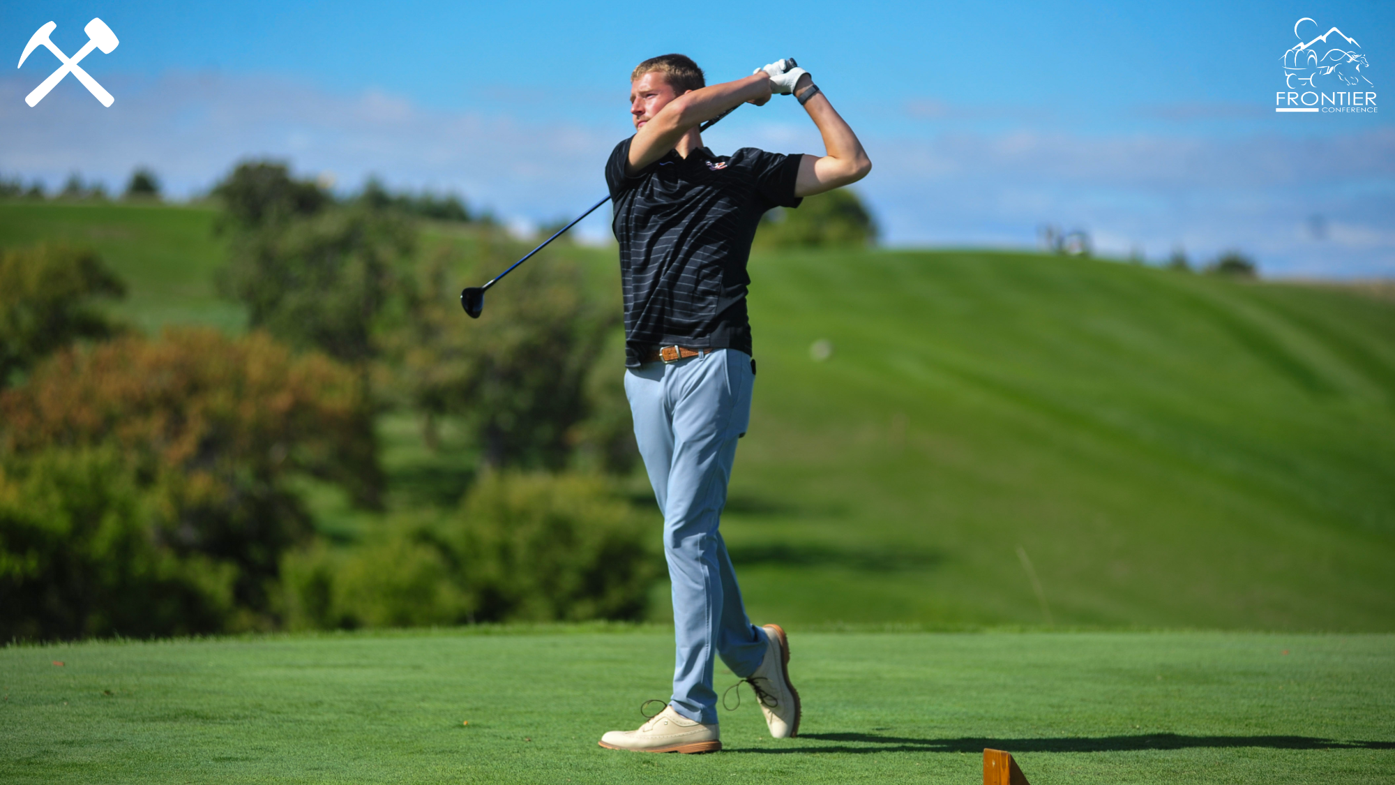 Hudson Goroski follows through on a tee shot
