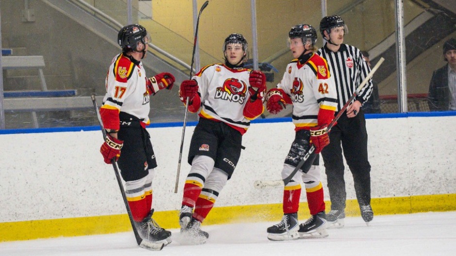 Dinos men's hockey celebration