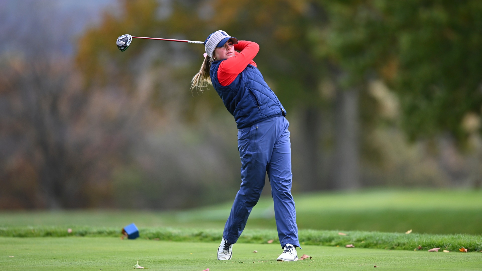 Lilly Powell tees off at the Red Flash Invitational at Sunnehanna Country Club.