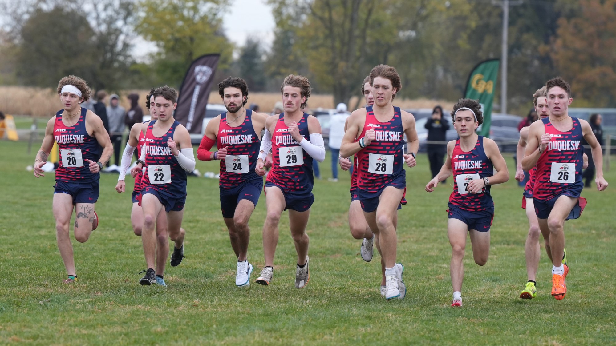 men's xc runs from start line at A-10 Champs 2025
