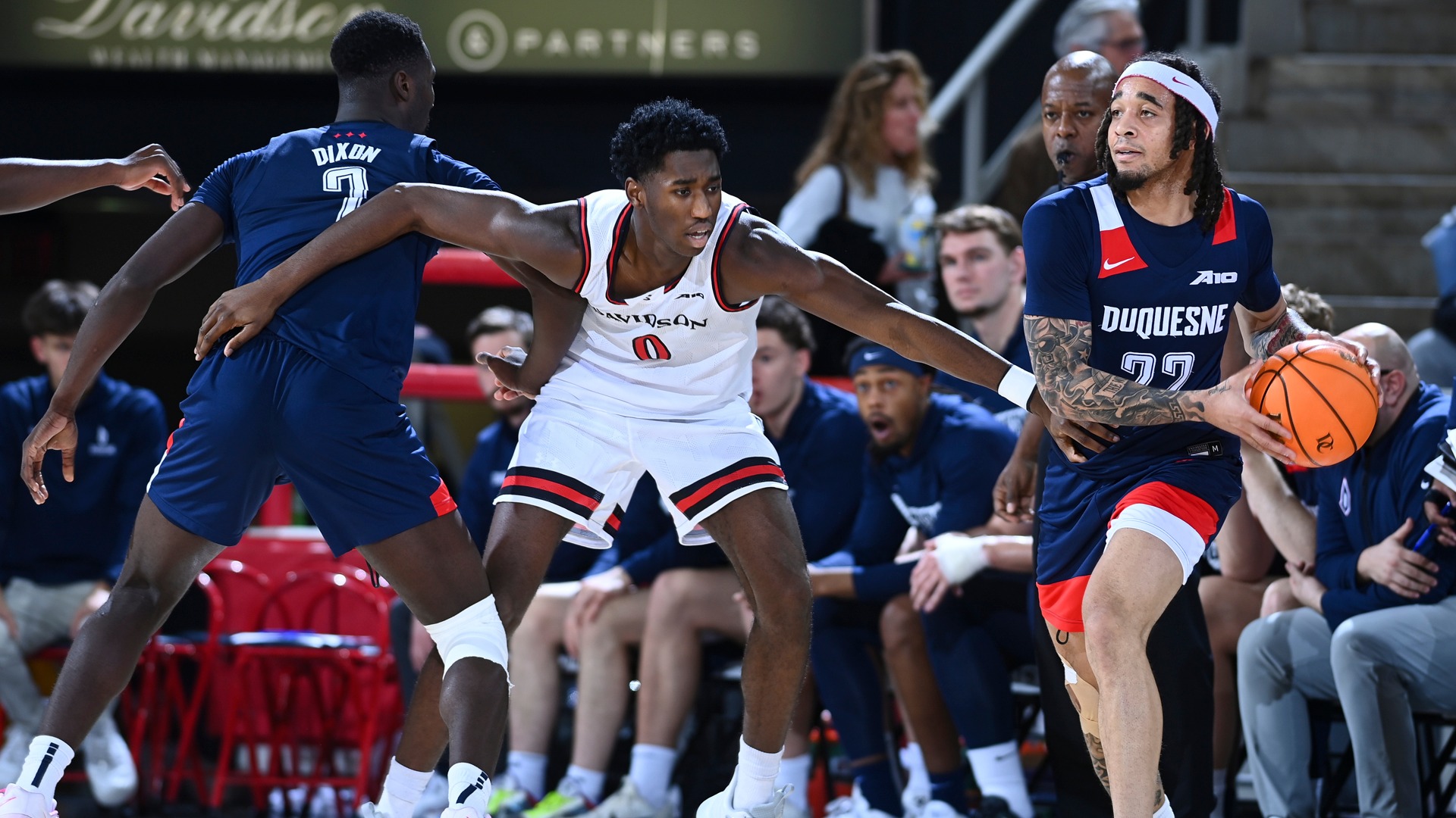 Maximus Edwards looks for an open man Tuesday at Davidson.