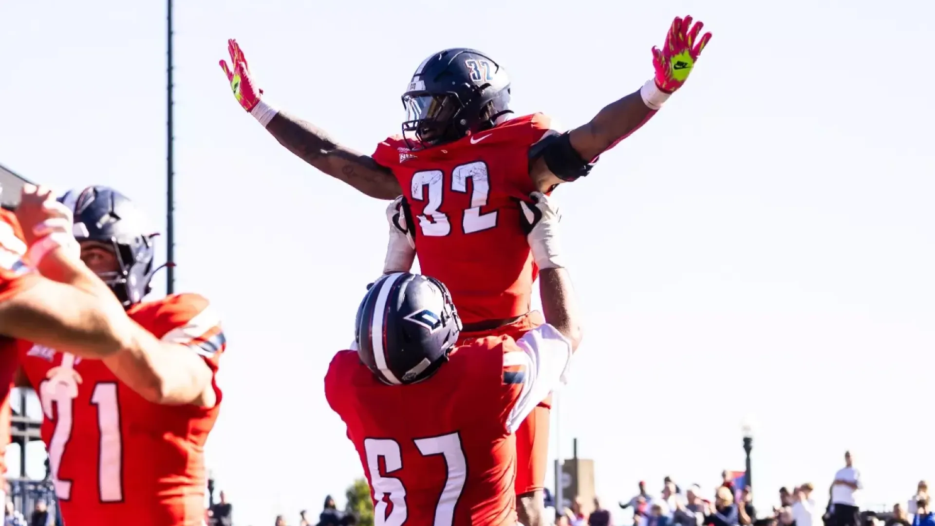 Ness Davis celebrates TD run vs. Wagner
