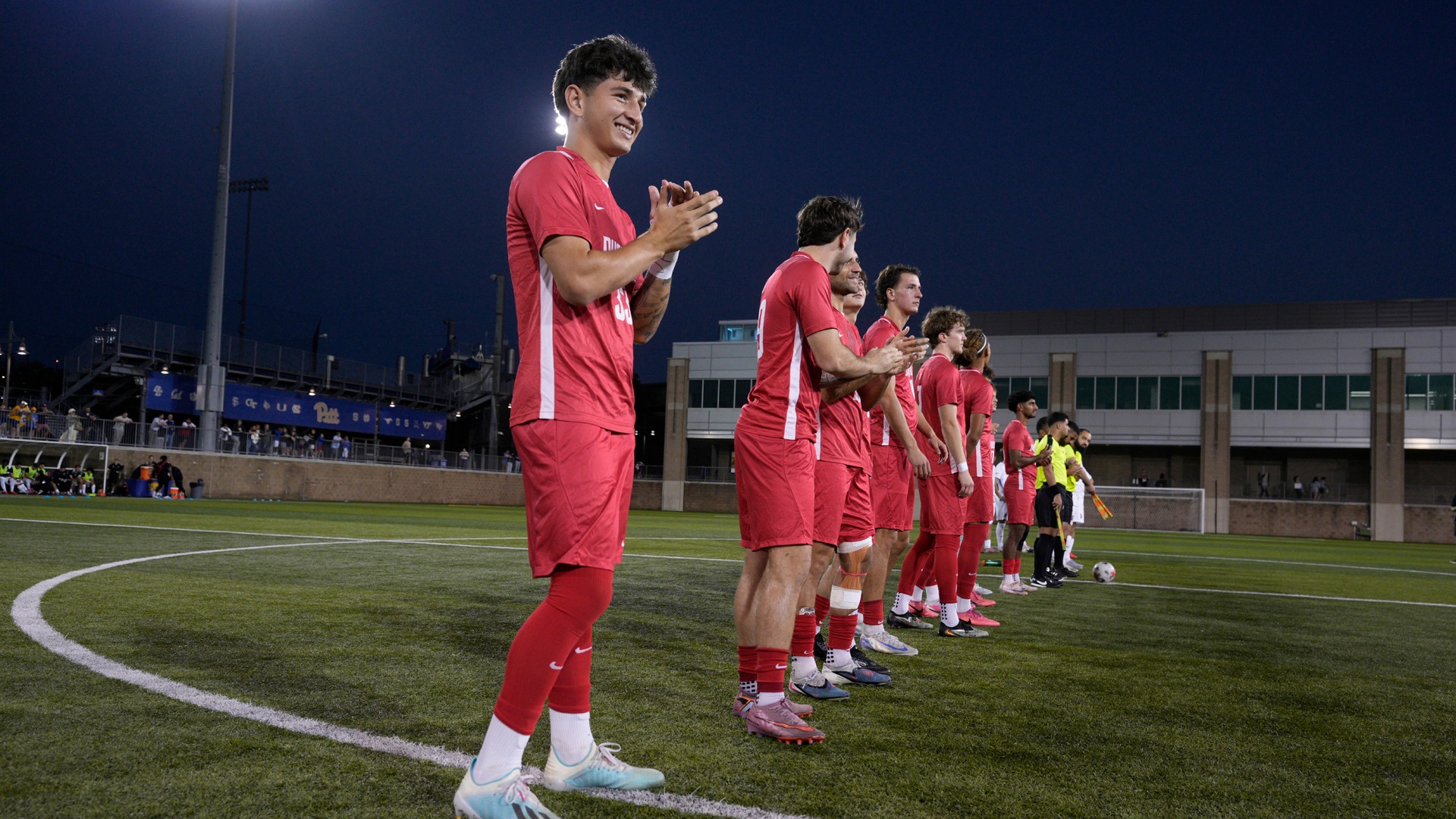 DUQ Men's Soccer starting lineup at Pitt.