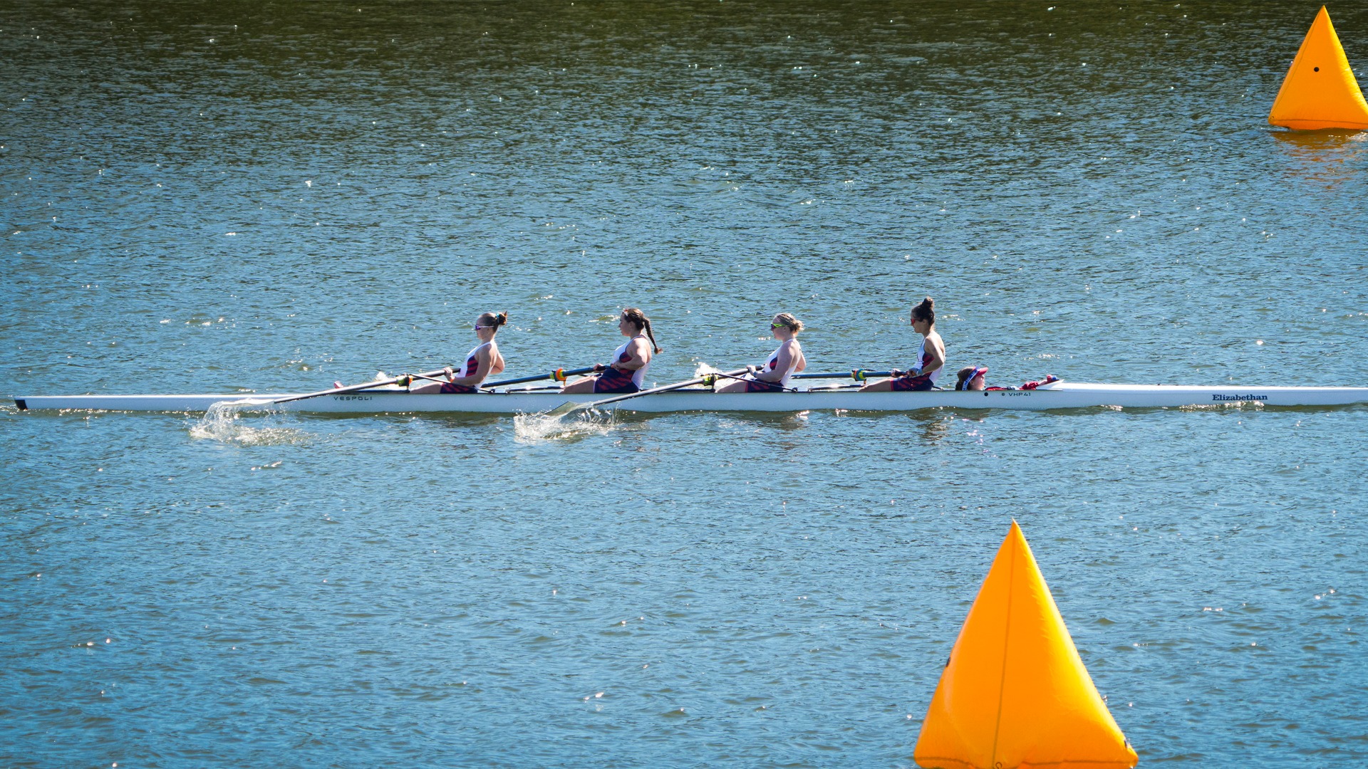 Duquesne's Varsity 4 competes at the Head of the Ohio on the Allegheny River.