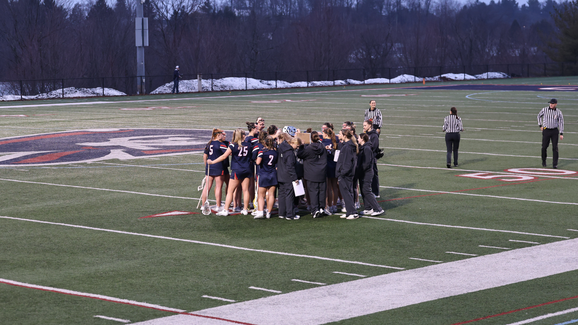 LACROSSE team huddle at RMU 2026