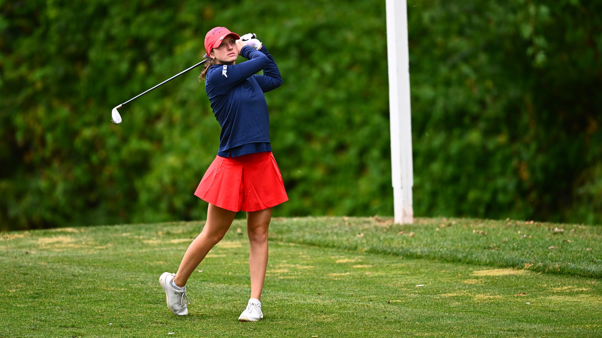 Katie Fodale tees off.