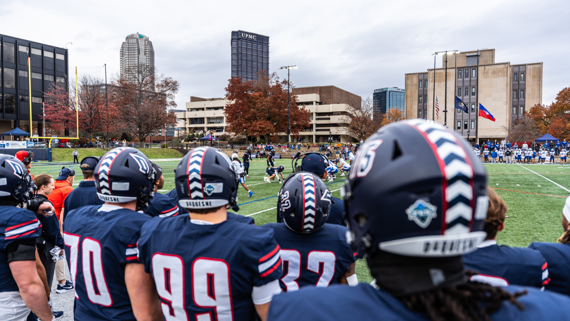 football vs. ccsu 2025 with skyline in background
