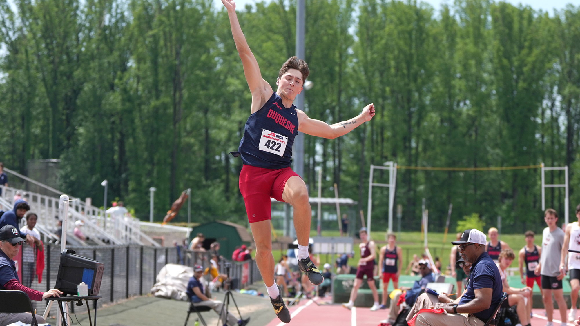 mankowski jumps at a-10 2025 outdoor champs