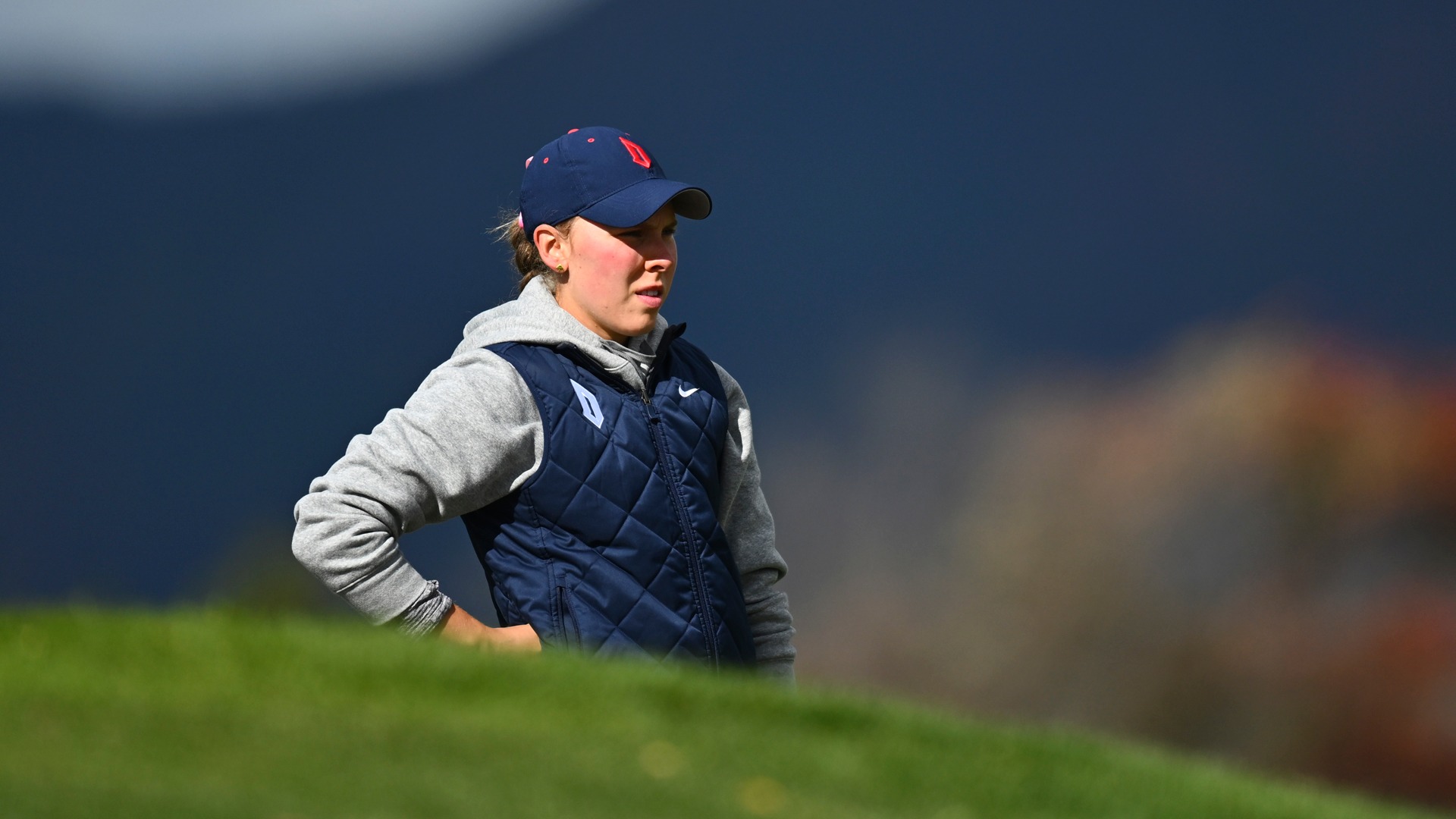 Lindsey Powanda surveys the course at the Red Flash Invitational.