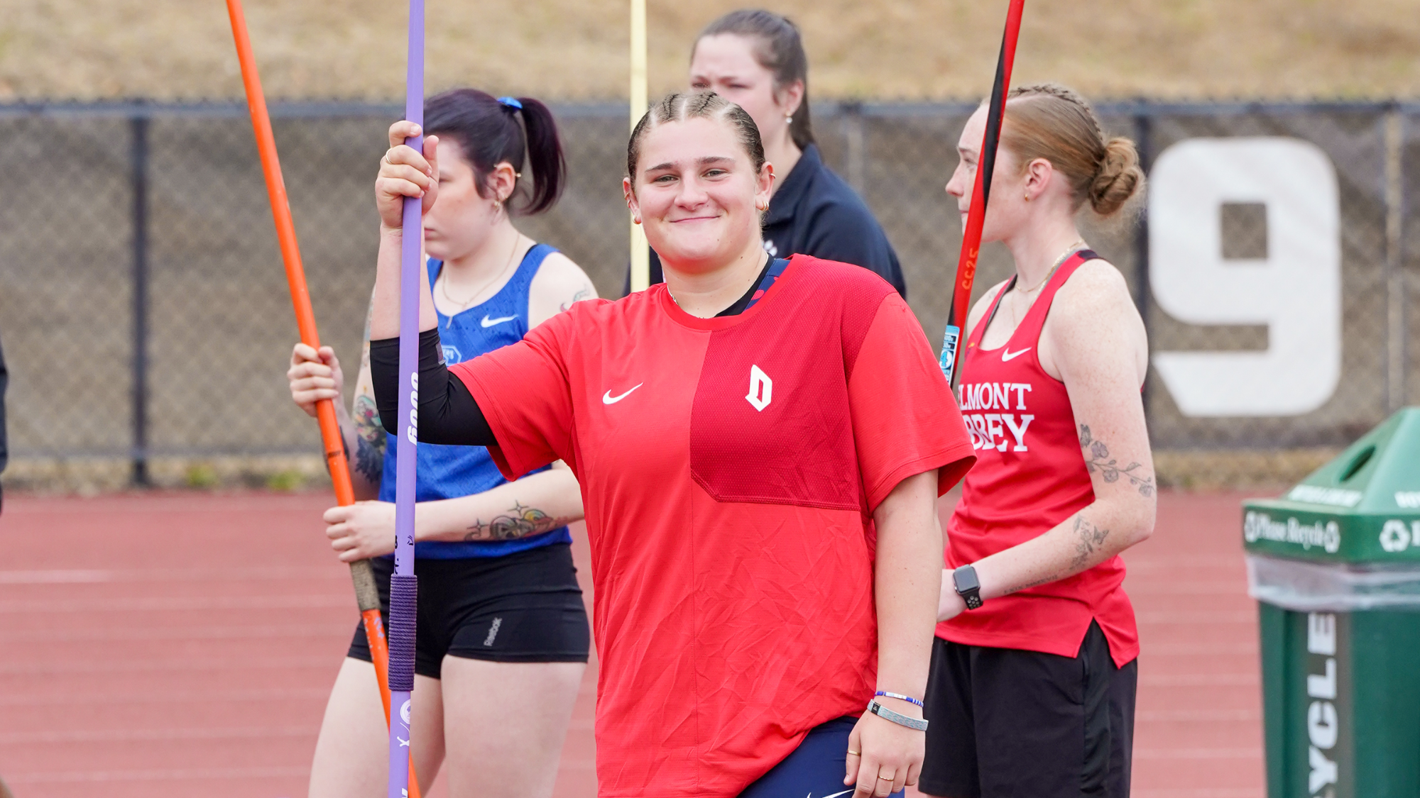 MARY GRUSKY STANDS WITH JAVELIN AT CHARLOTTE MEET 2026
