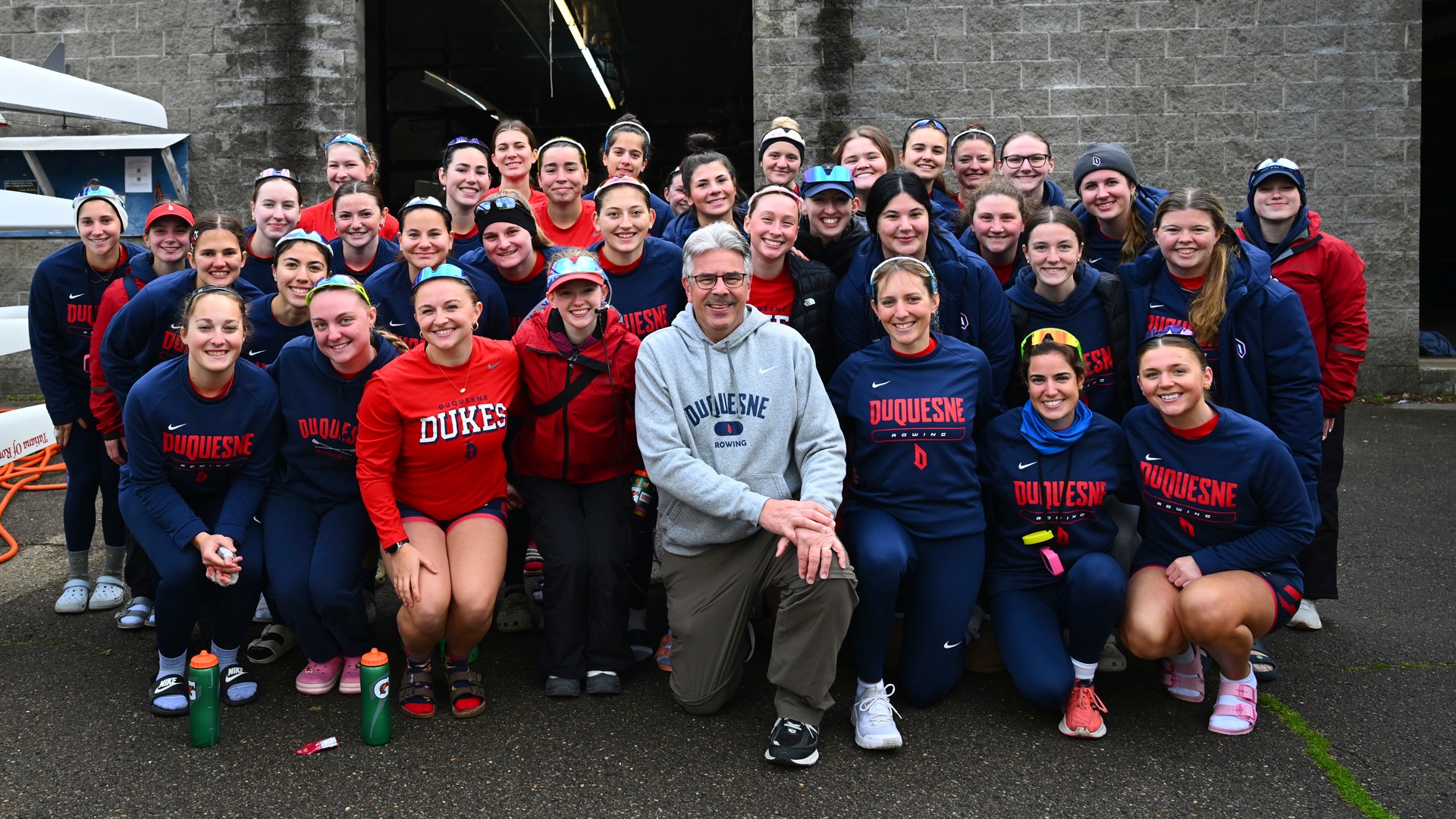 Rowing team shot with President Ken Gormley