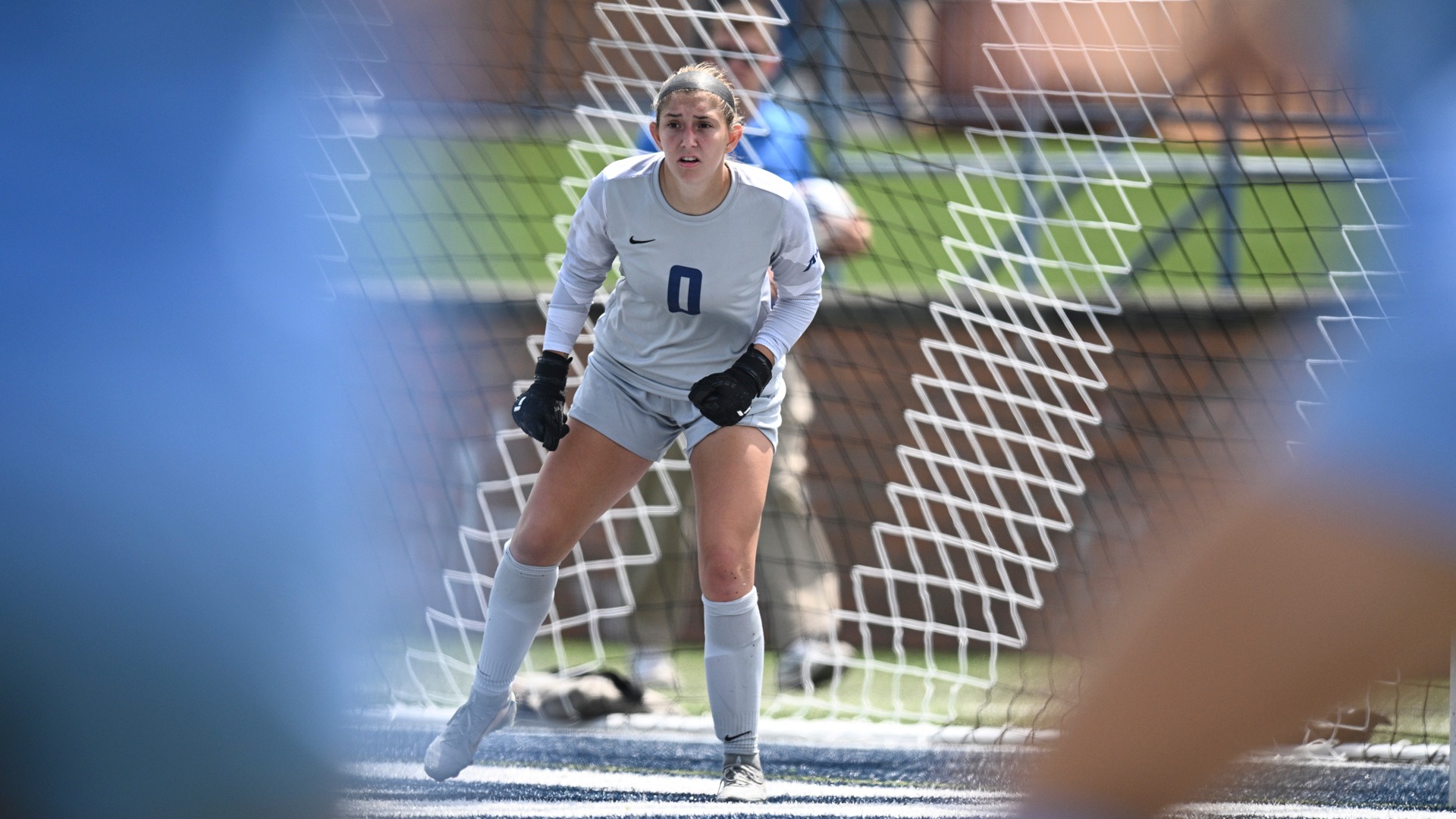 Duquesne goalkeeper Ali Hughes in 2025 season opener at Kent State