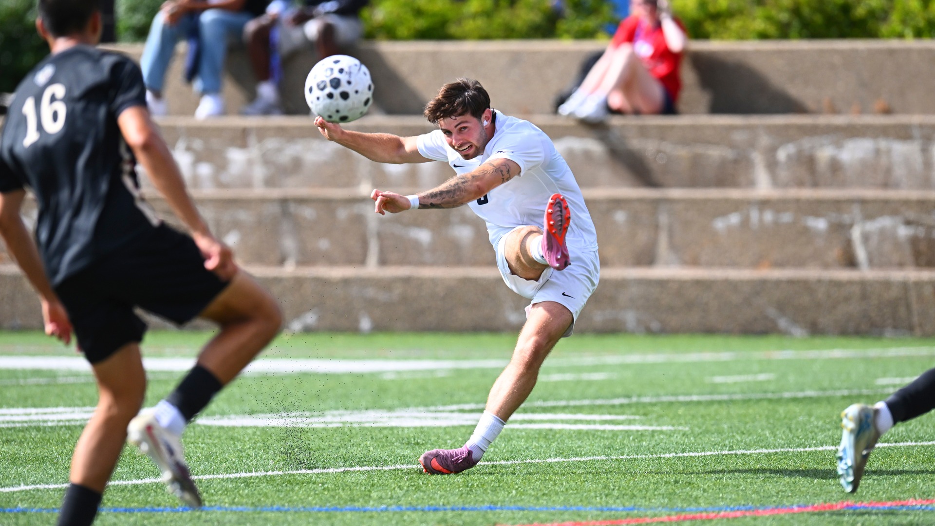 Roni Badler fires a shot for Duquesne in the 2026 season opener vs. Lafayette.