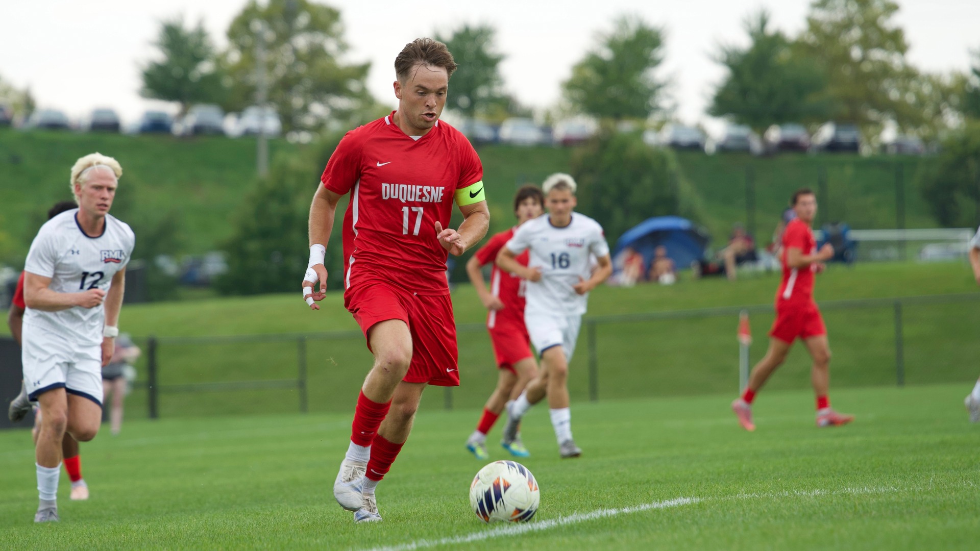 Jaxon Ervin drives Sunday at Robert Morris.