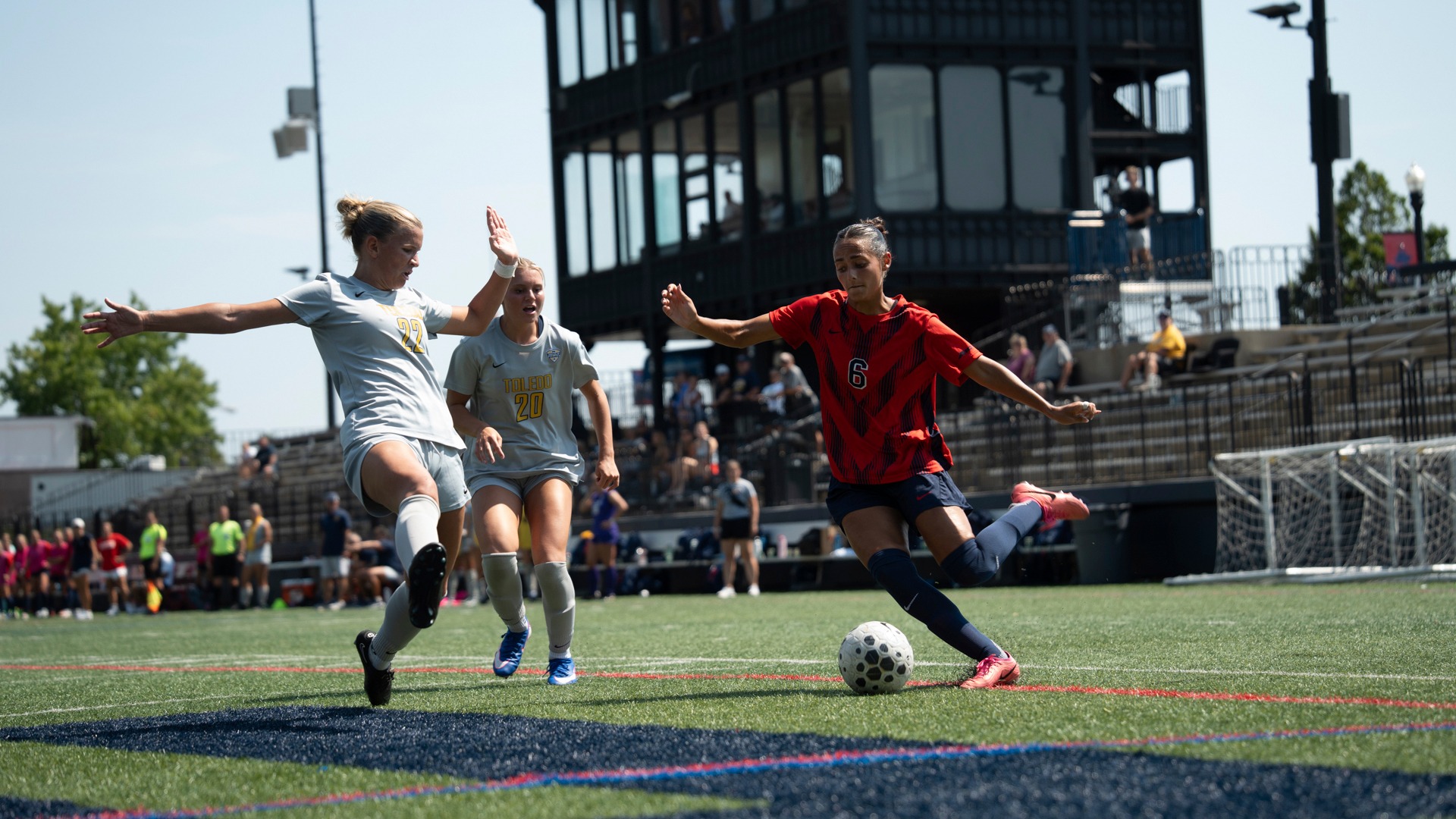 Kayla Leseck drives vs. Toledo Thursday at Rooney Field.