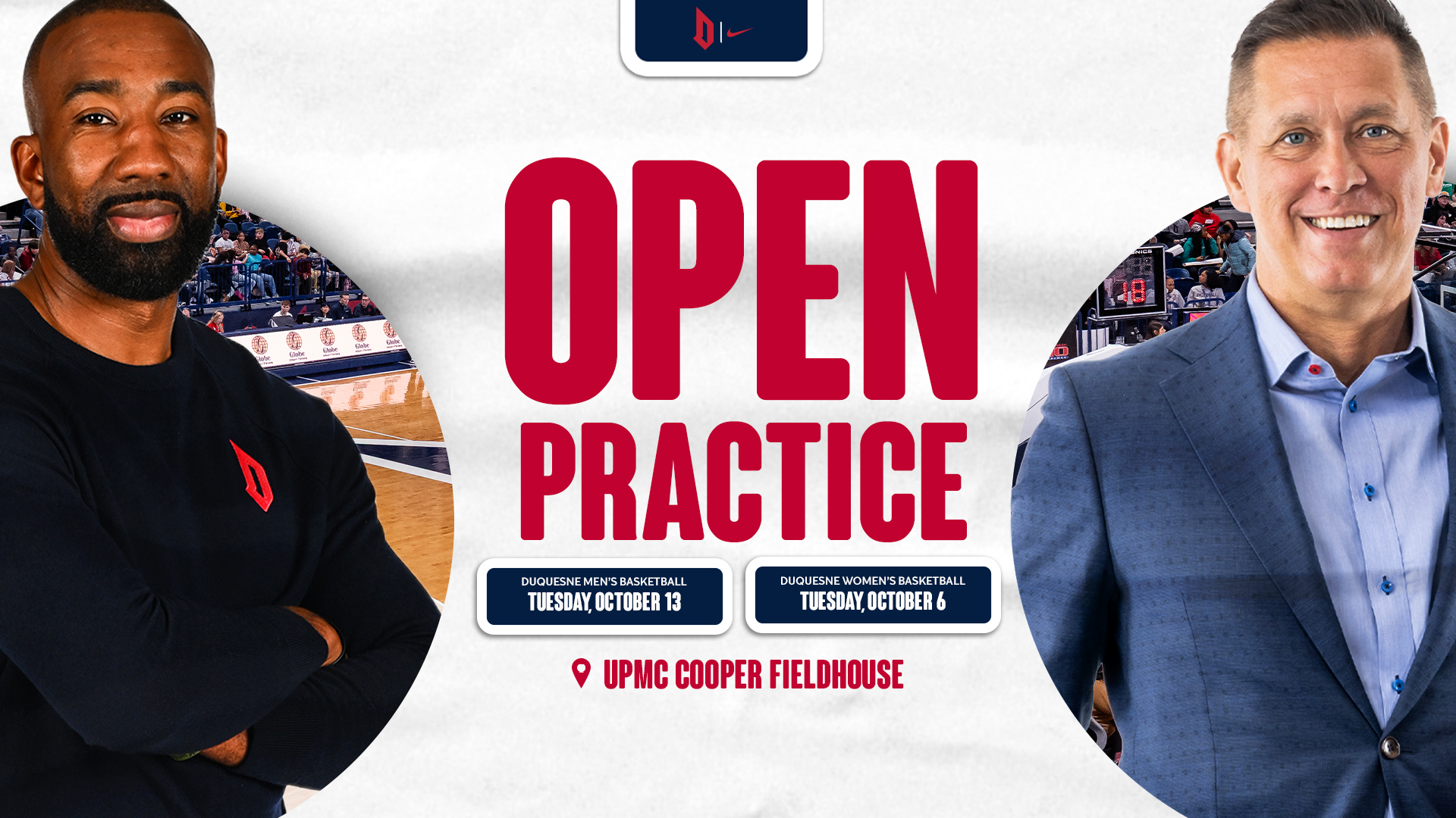DUQ Basketball Open Practice graphic