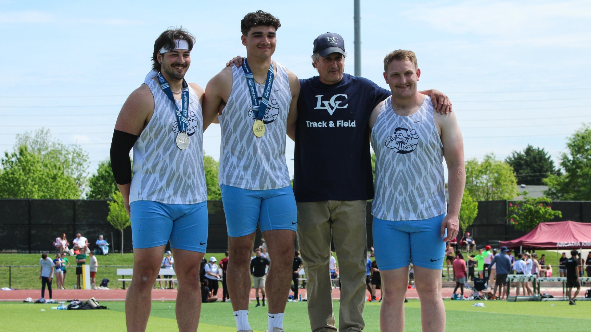 Javelin throwers on medal stand