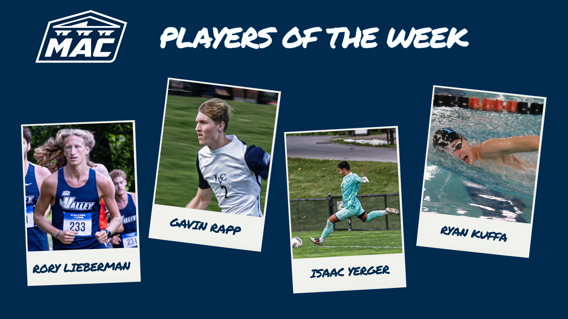 MAC Players of the Week graphic October 12 - October 18, 2026