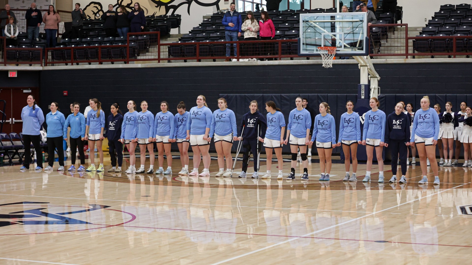 Women's Basketball team lined up for anthem 2026