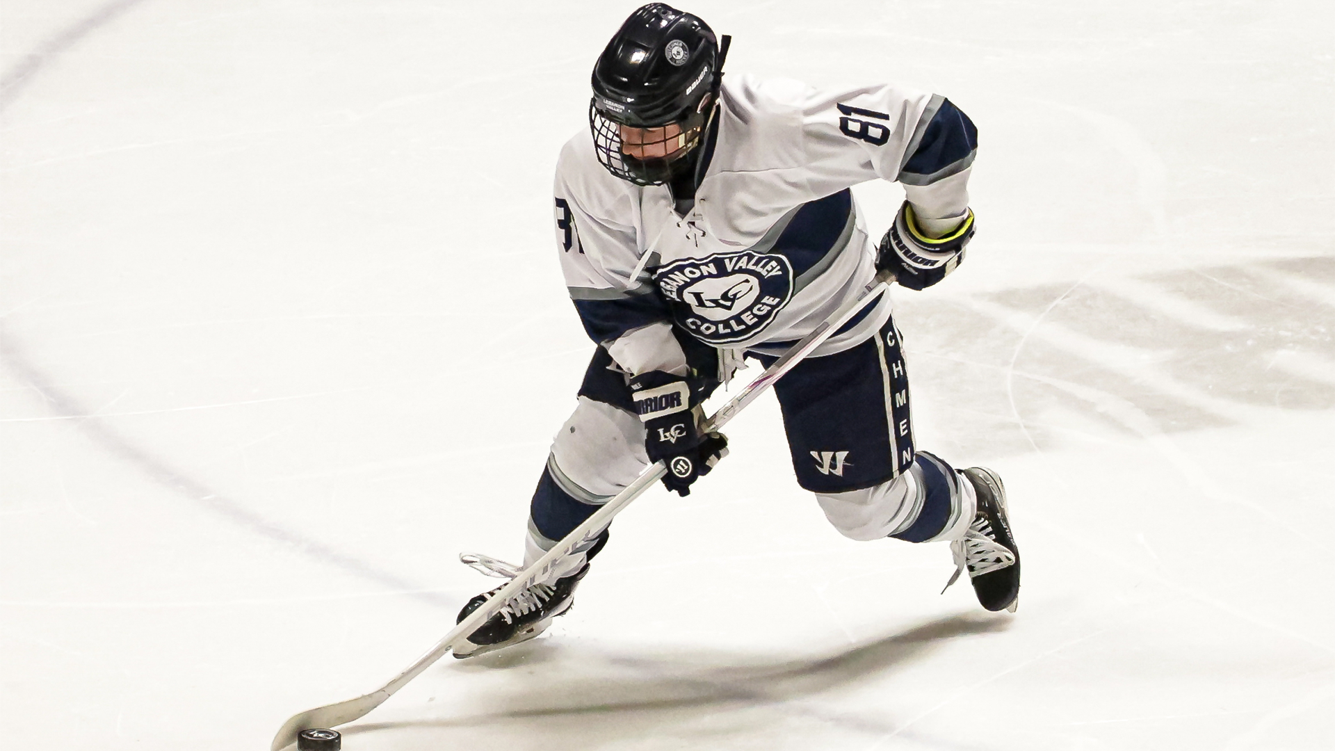 Sky Campanile prepares to pass the puck