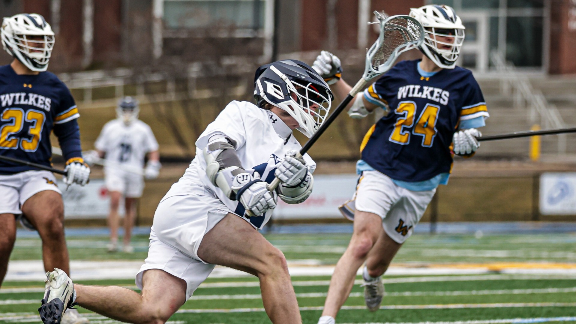 Ryan Grace firing shot into goal