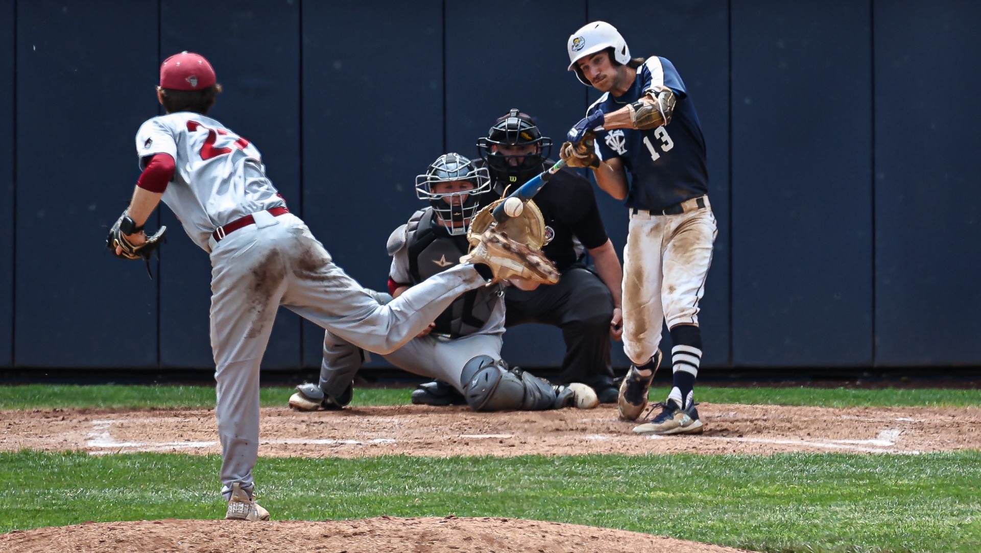 Owen Berry records a base hit