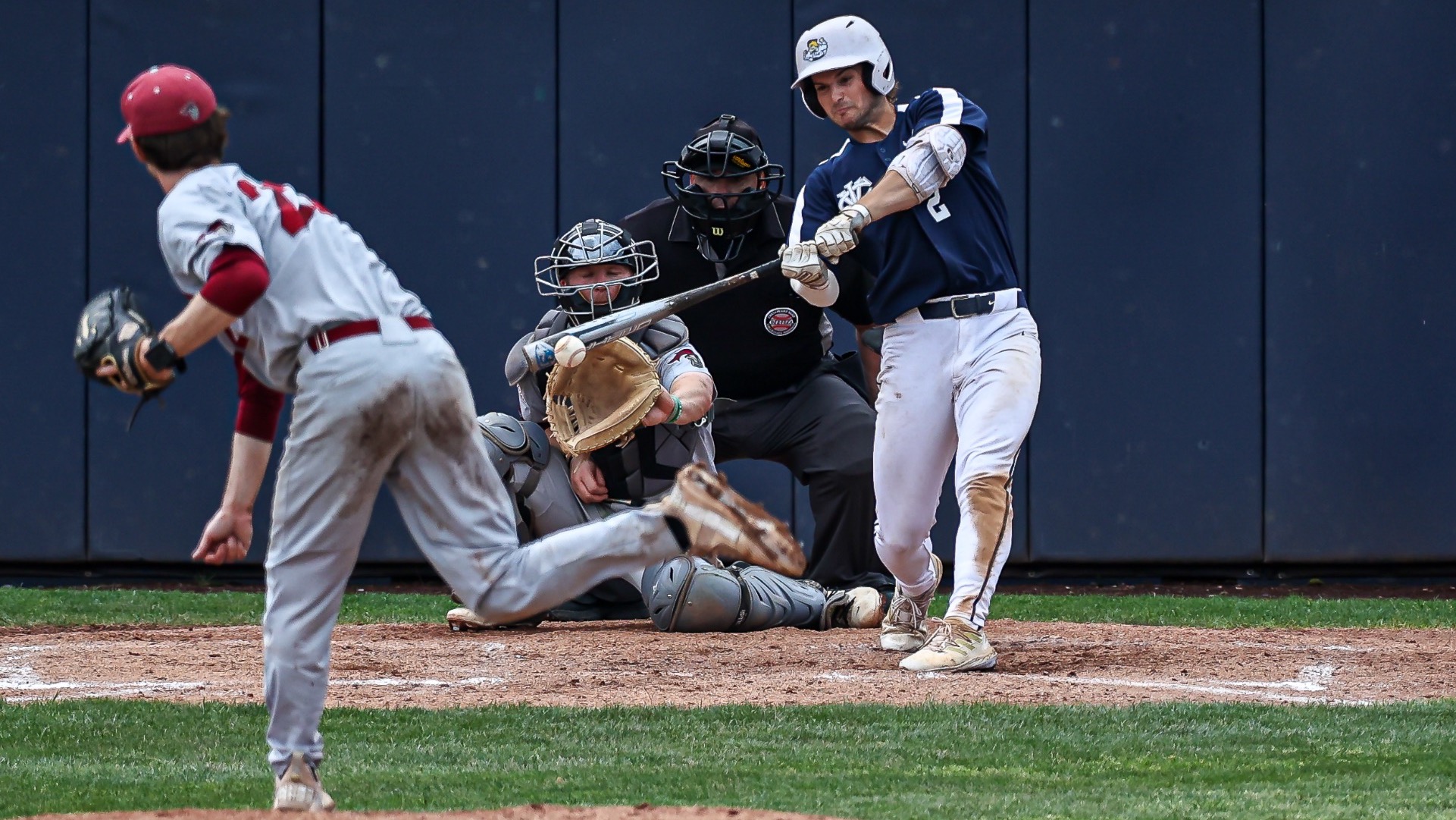 Spencer Butz records a base hit