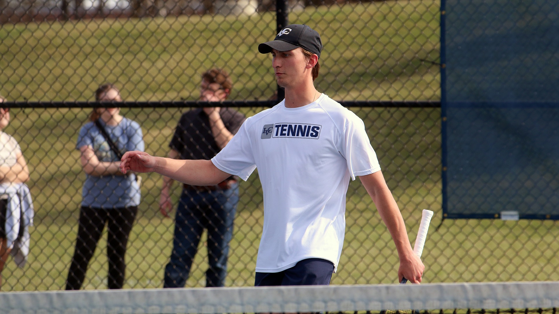 Adam Warren shaking hands after win