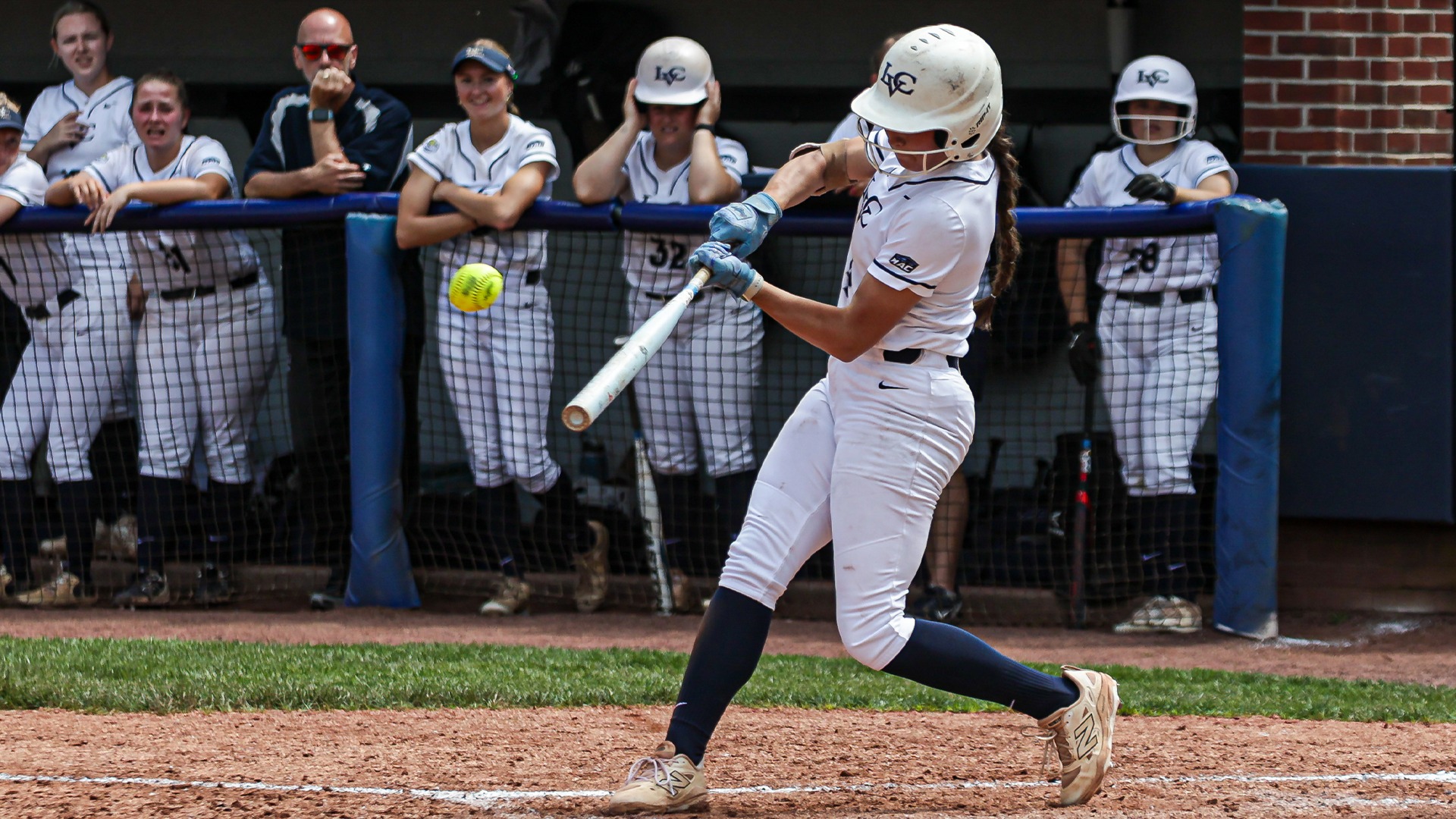 Holly Grube hitting a pitch