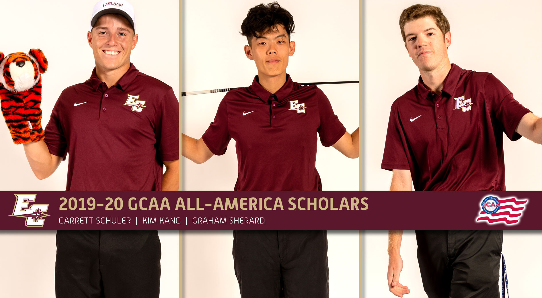 Three men's golfers named to GCAA AllAmerica Scholar squad Earlham