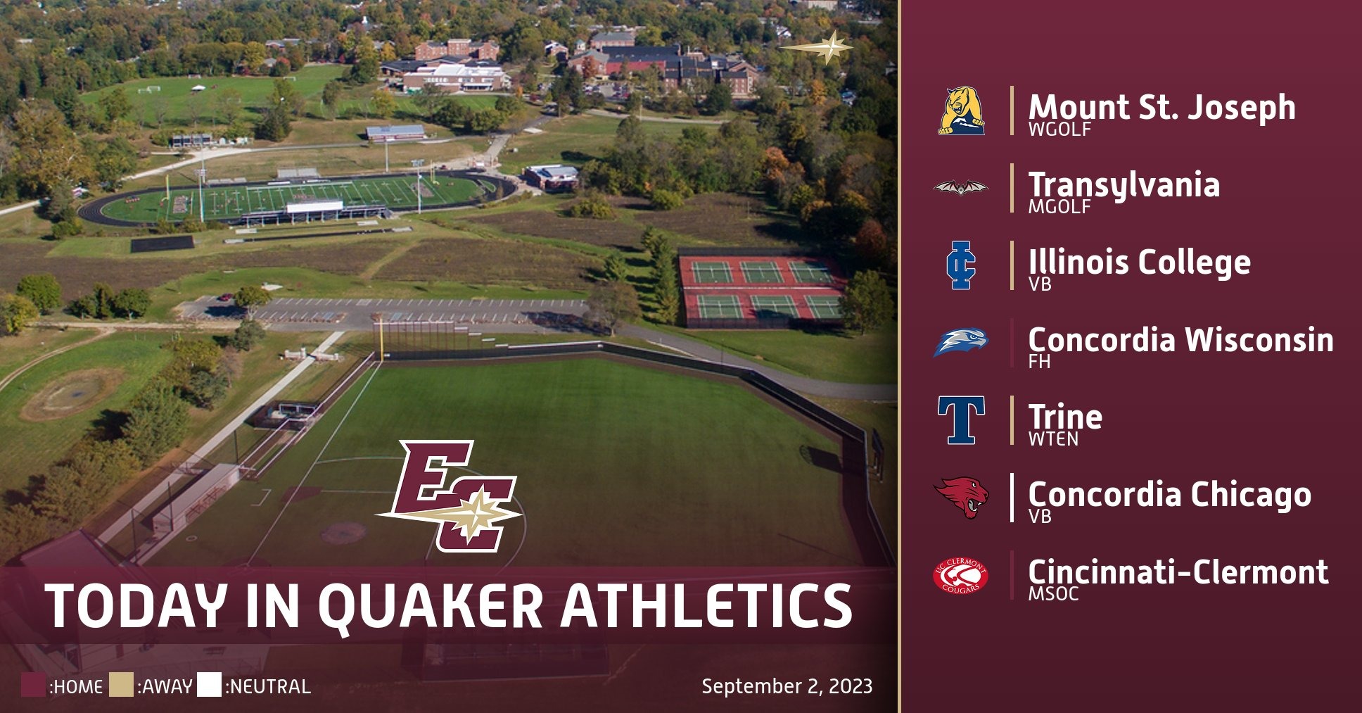 Today in Quaker Athletics (9/2/23) Earlham College