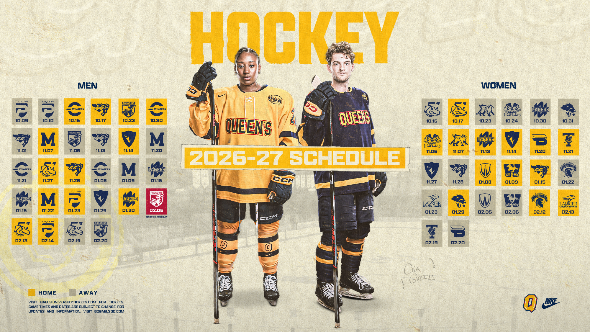Queen's M/W Hockey Schedules