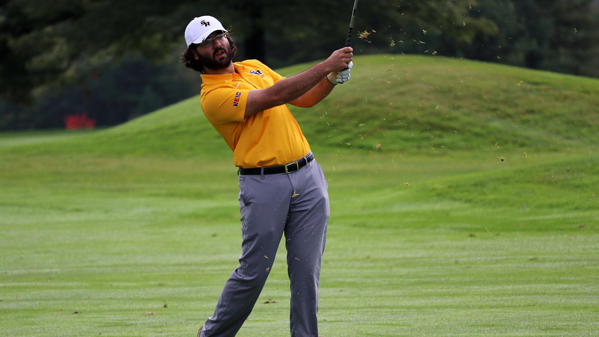John Russell of The College of Saint Rose men’s golf team in action at the 2021 Northeast-10 Conference Championship at Concord Country Club in Manchester, N.H.