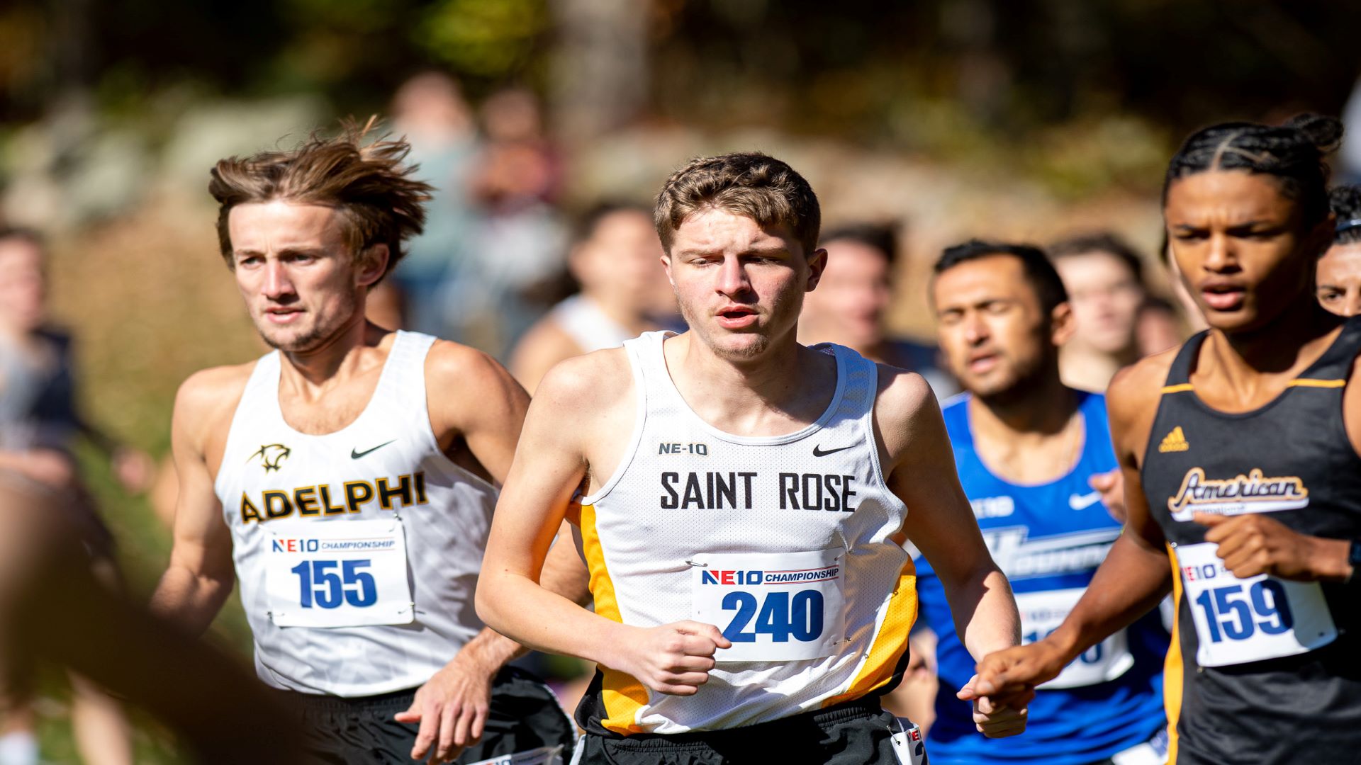 Kyle Ostrander of The College of Saint Rose Men's Cross Country team competes at the Northeast-10 Conference Championship Meet, hosted by Saint Anselm in Manchester, N.H. on October, 24, 2021
