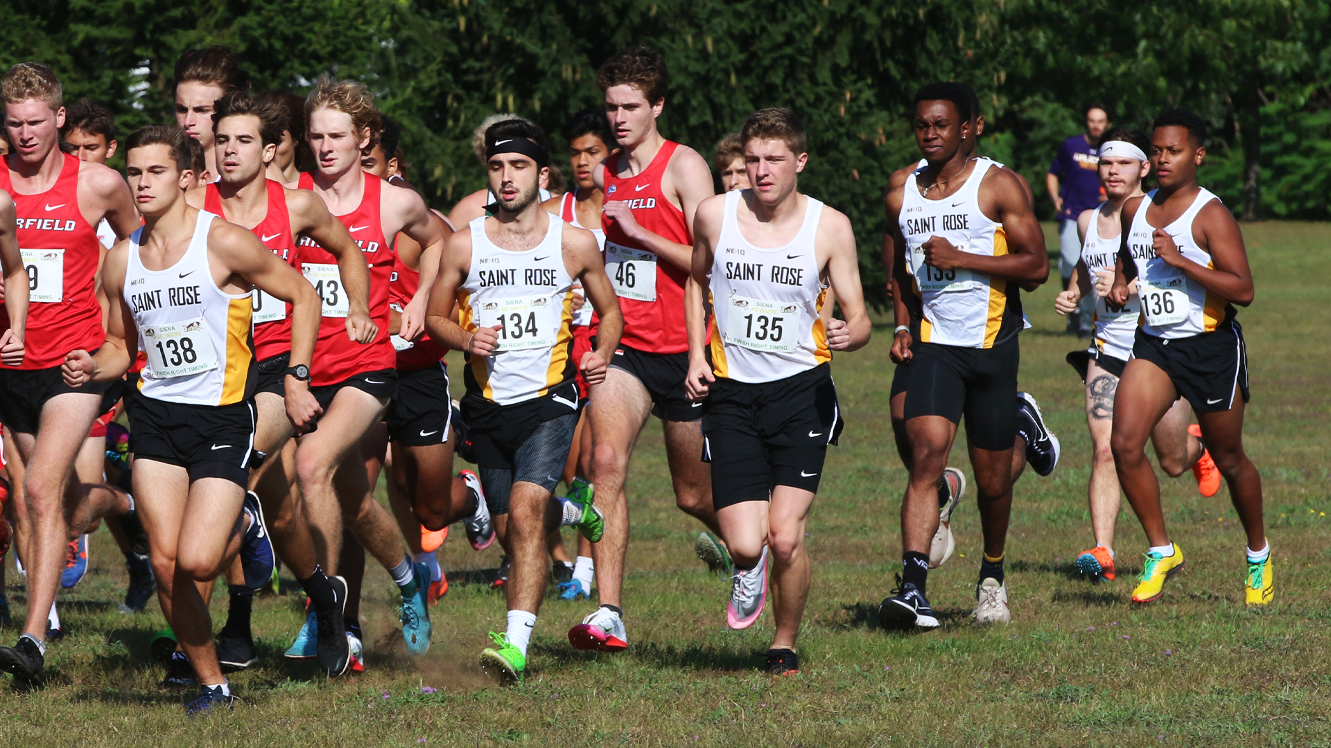 The College of Saint Rose Men's Cross Country team competes at the Siena Invitational on 9/11/2021 in Latham, N.Y.