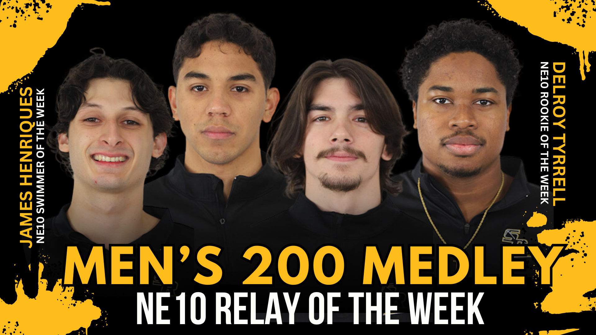 Graphic for The College of Saint Rose men's swimming & diving steam earning Northeast-10 Conference weekly honors on Tuesday, December, 12, 2023