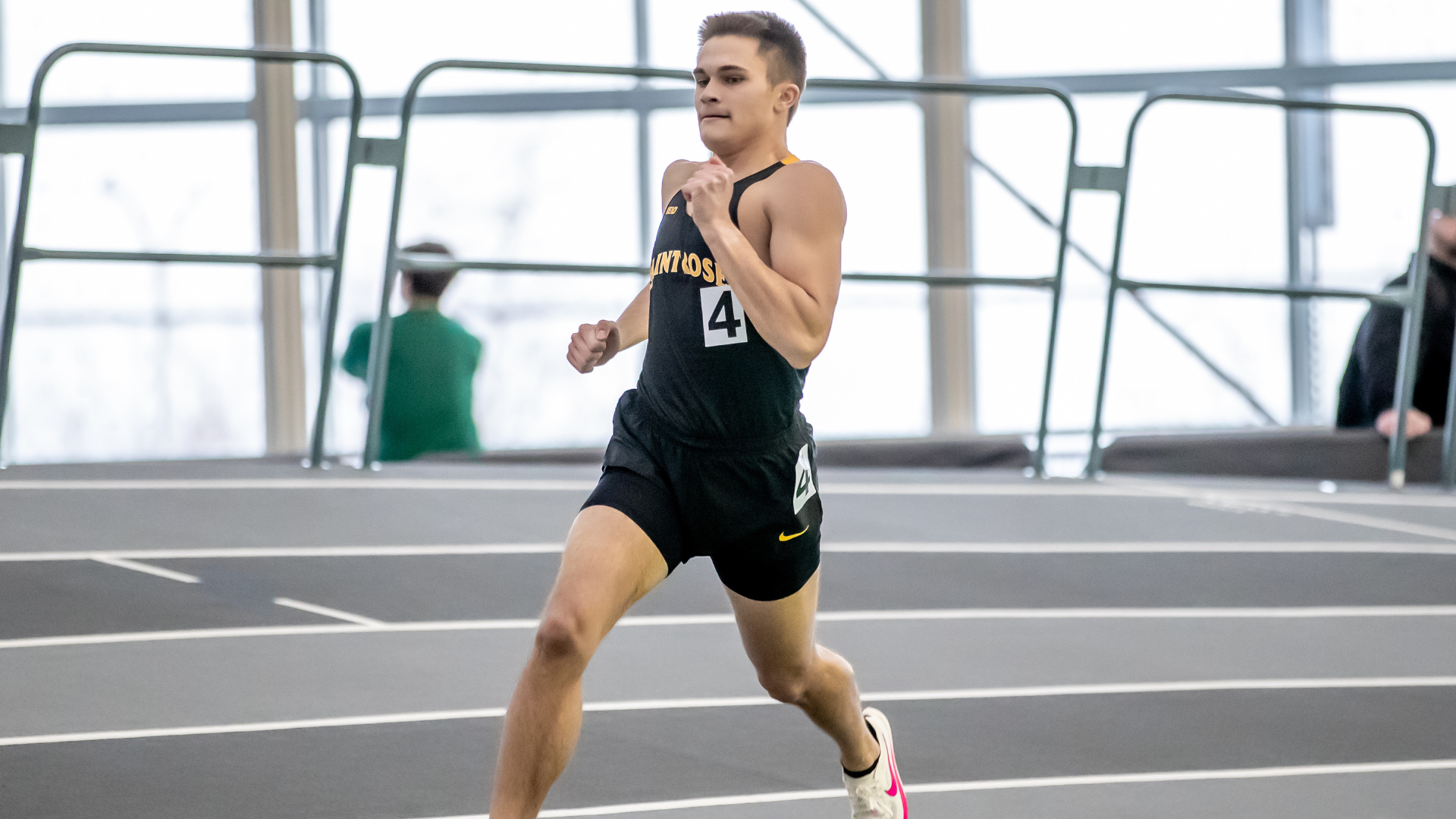 Matthew Waruch of The College of Saint Rose women's indoor track and field team in action at the Ocean Breeze Athletic Center on Friday, December 8, 2023 in Staten Island, New York