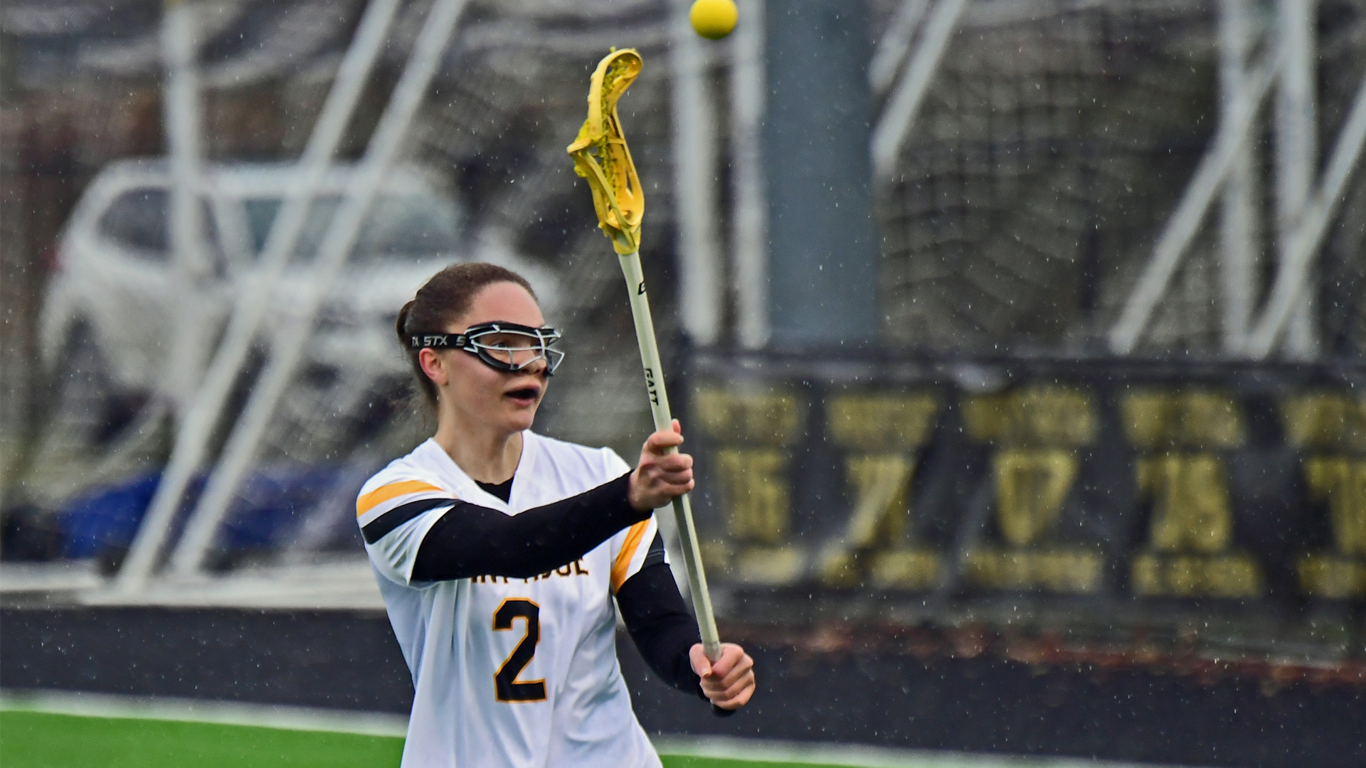 Kaelah Carter of The College of Saint Rose 2024 women's lacrosse team in action against Adelphi on Tuesday, April 2, 2024 in Albany, New York