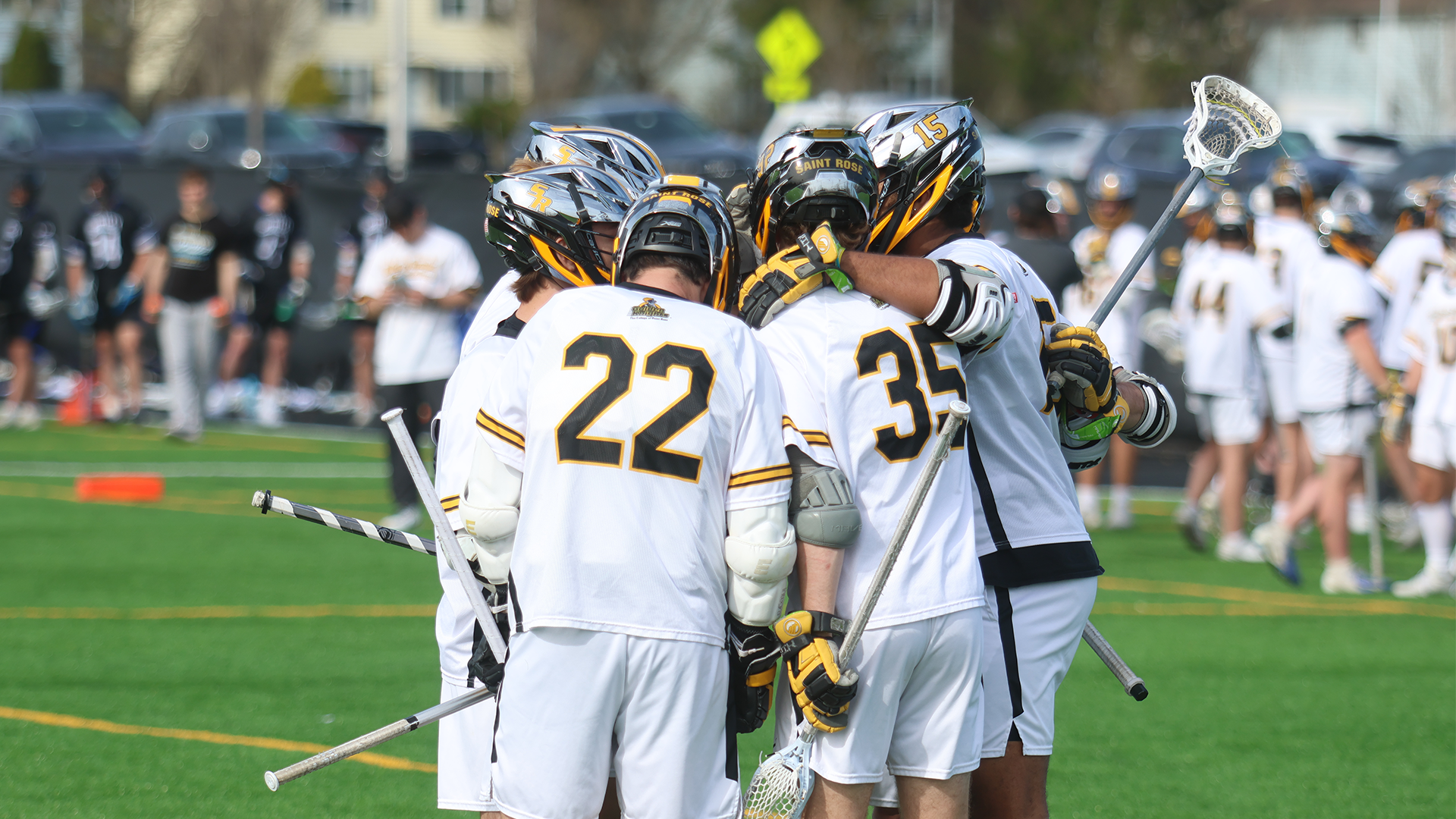 The College of Saint Rose 2024 men's lacrosse team in action against Bentley on Tuesday, April 23, 2024 in Albany, New York