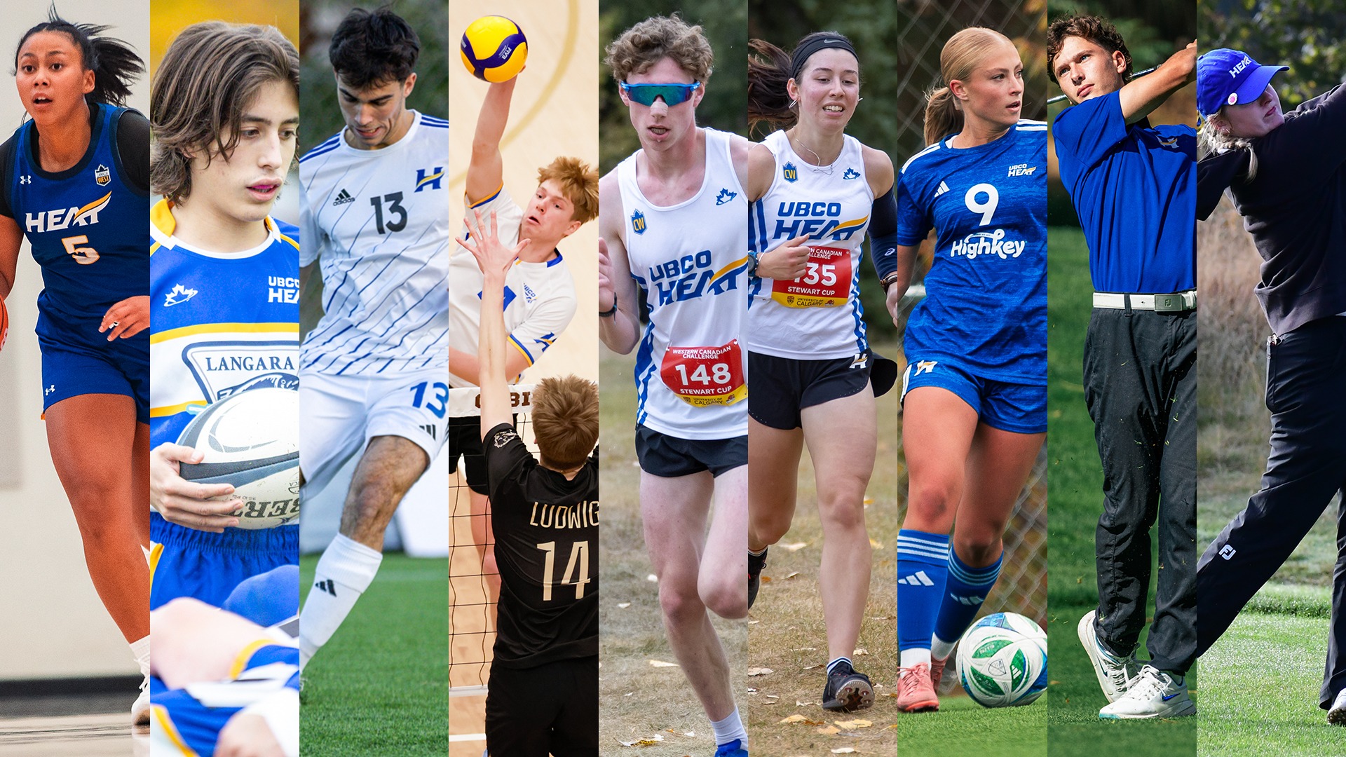 From left to right women's basketball, men's rugby, men's soccer, men's volleyball, men's and women's cross country, women's soccer and men's and women's golf all compete in this week.